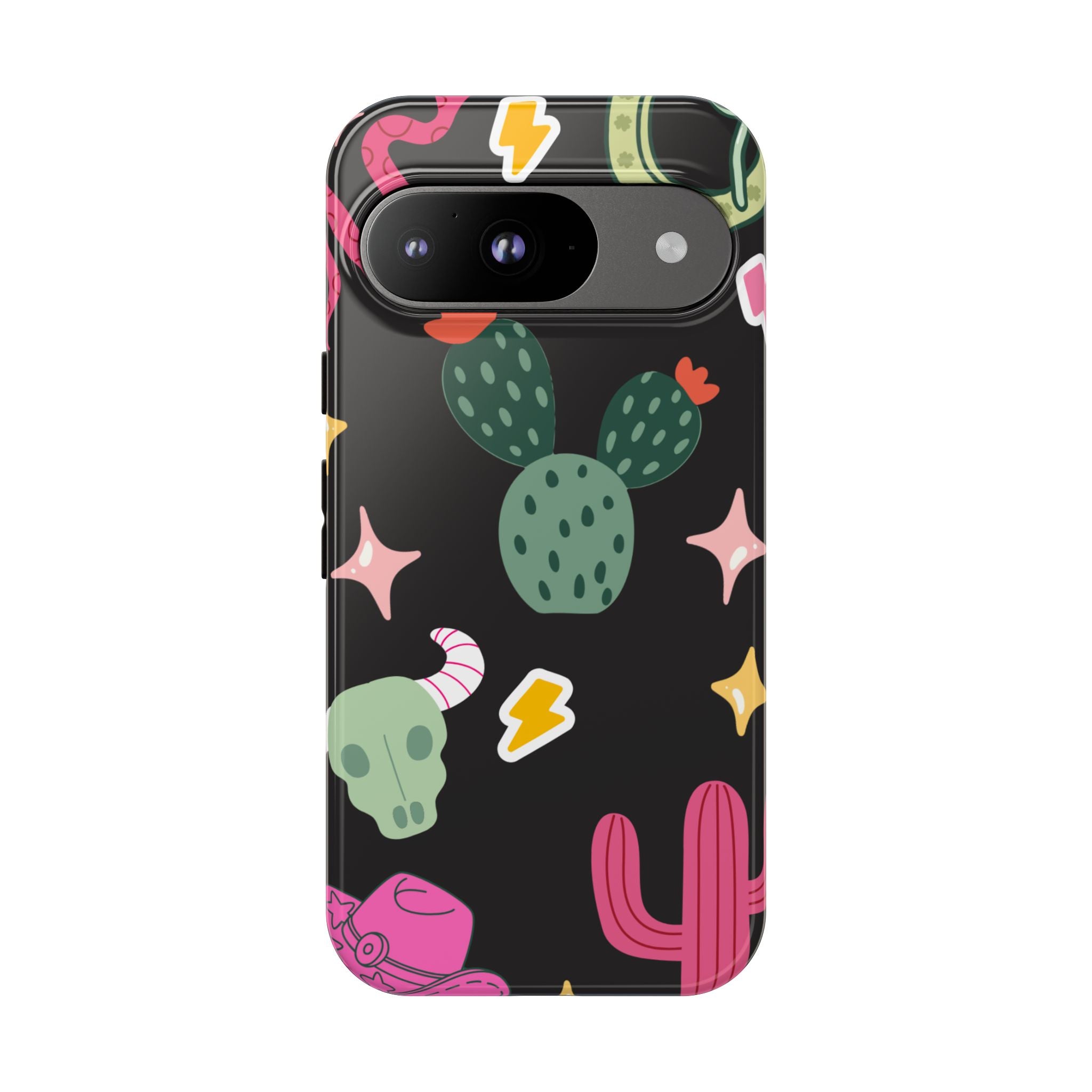 Southwest Desert Icons Tough Phone Case — Cactus, Cowboy & Skull Pattern