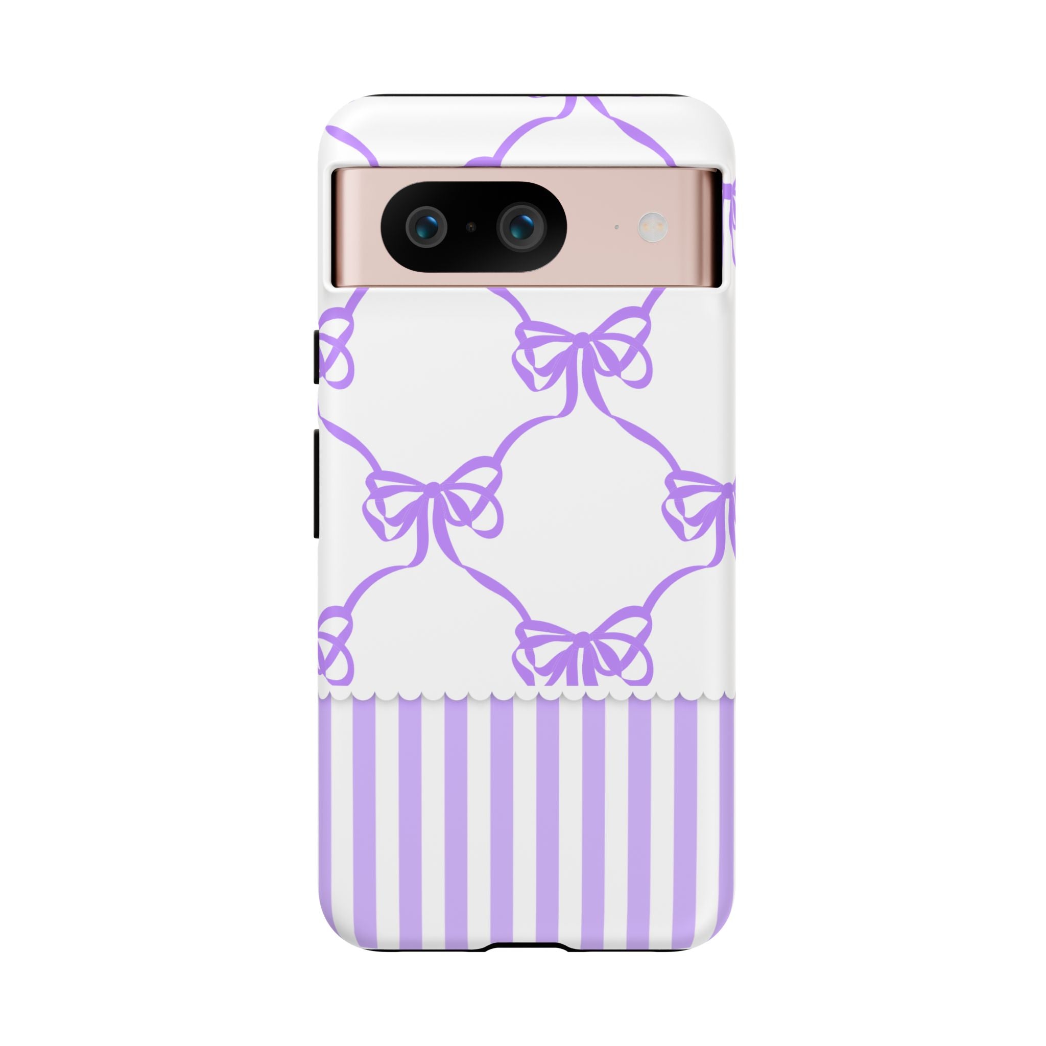 Lavender Bow Pattern Tough Phone Case - Striped Cute iPhone Cover