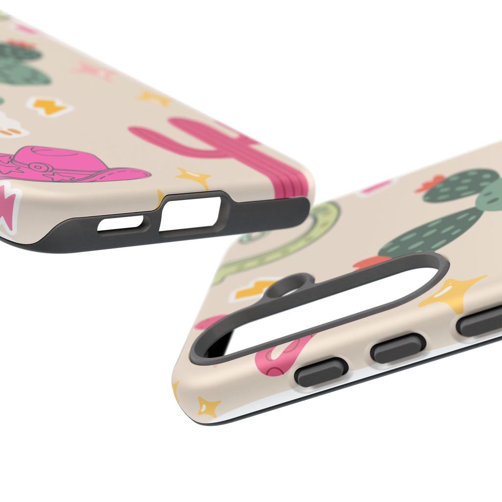 Cactus Cowgirl Phone Case — Cute Western Desert Pattern Tough Case