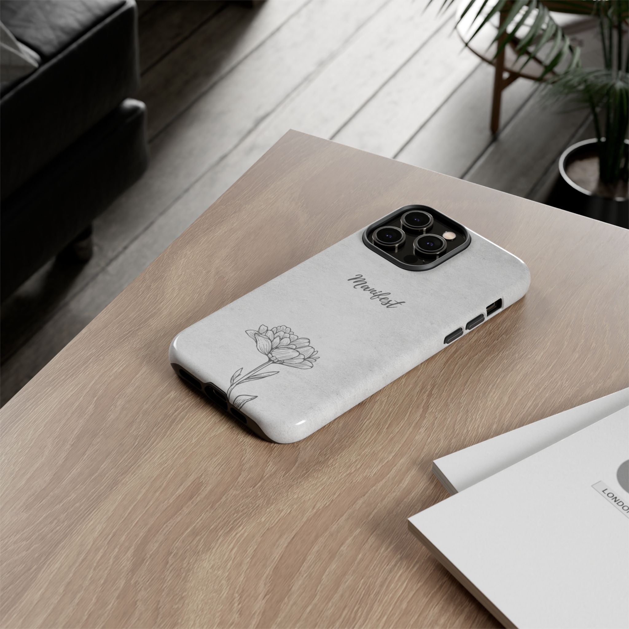 Manifest Flower Phone Case — Minimalist Protective iPhone Cover