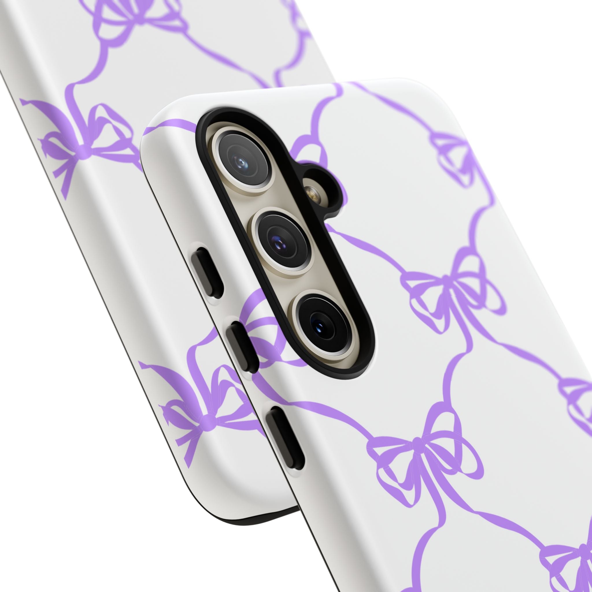 Lavender Bow Pattern Tough Phone Case - Striped Cute iPhone Cover