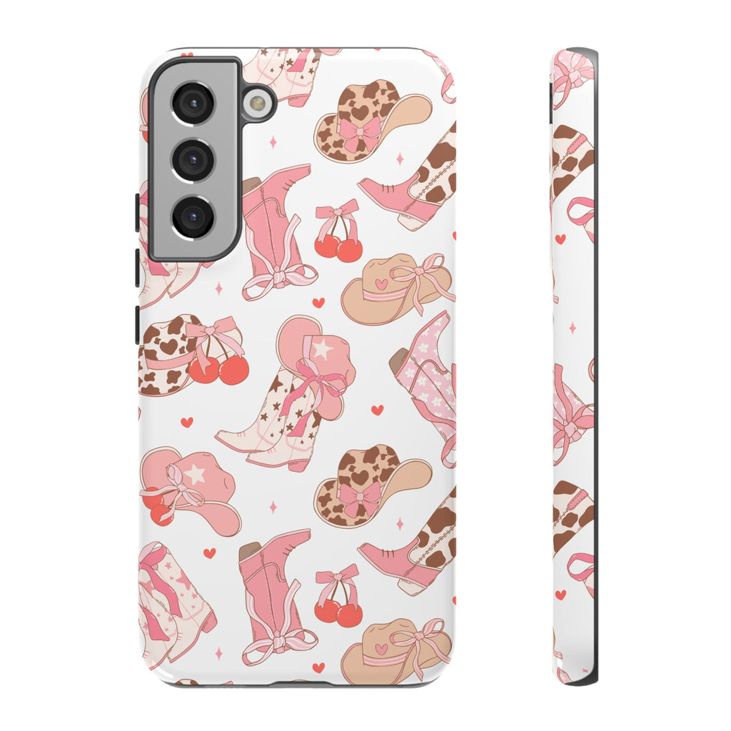 Cowgirl Boots Pink Phone Case — Cute Western Pattern Tough Phone Case