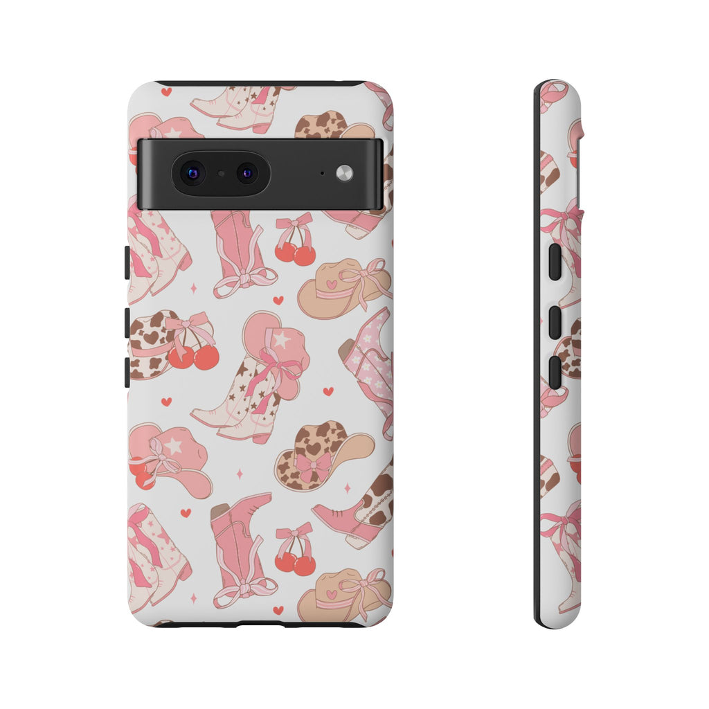 Cowgirl Boots Pink Phone Case — Cute Western Pattern Tough Phone Case