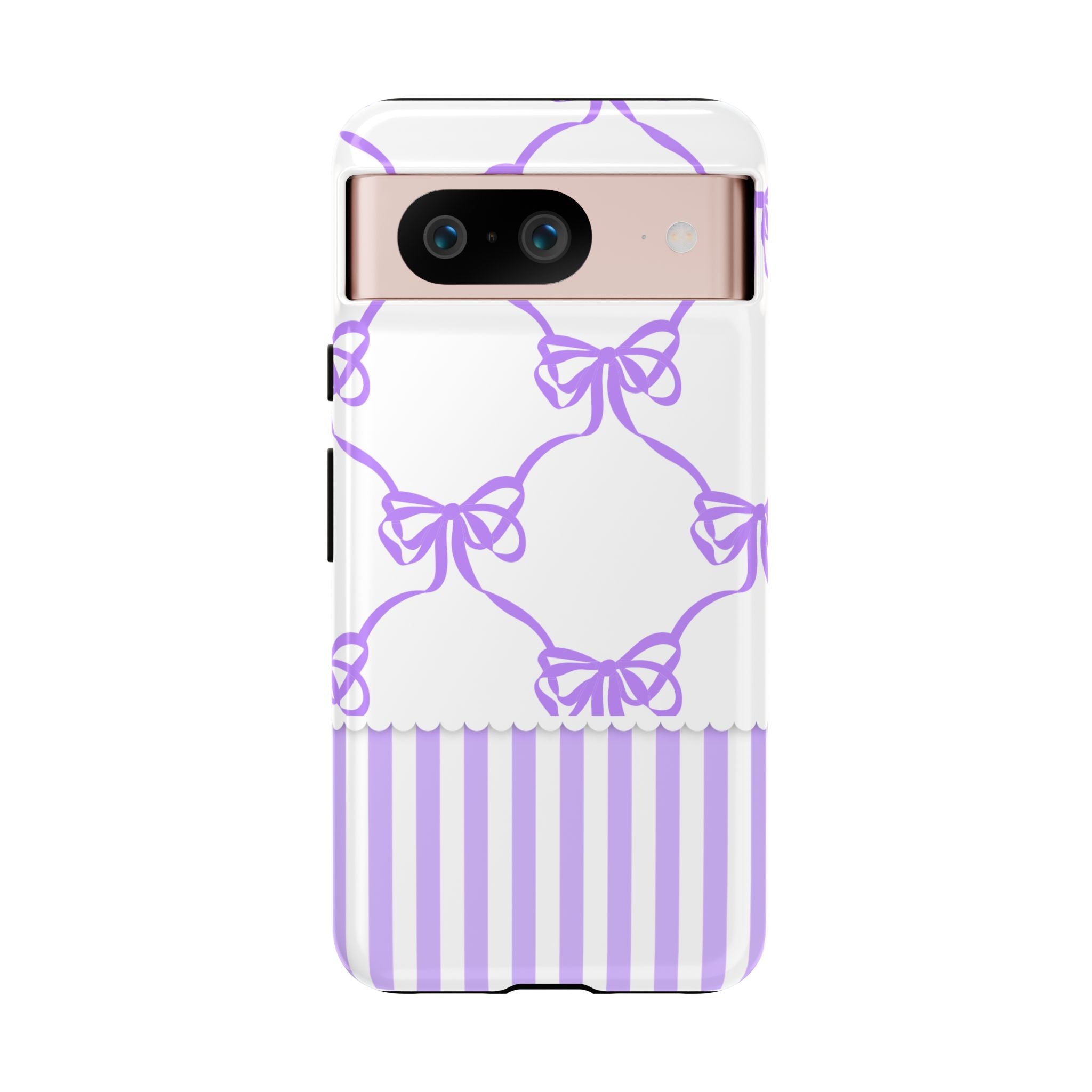 Lavender Bow Pattern Tough Phone Case - Striped Cute iPhone Cover