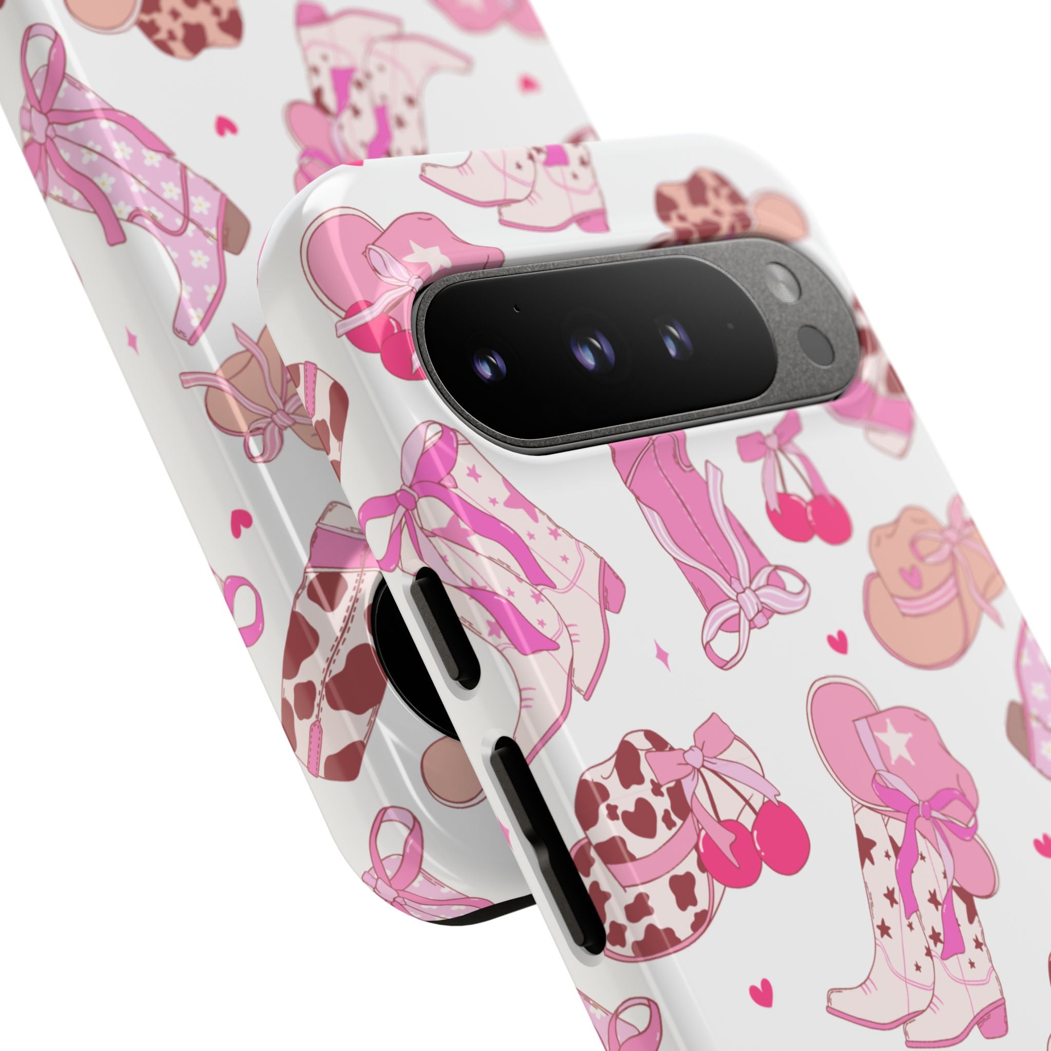 Pink Cowgirl Phone Case - Cute Western Boots & Hats Pattern Tough Case