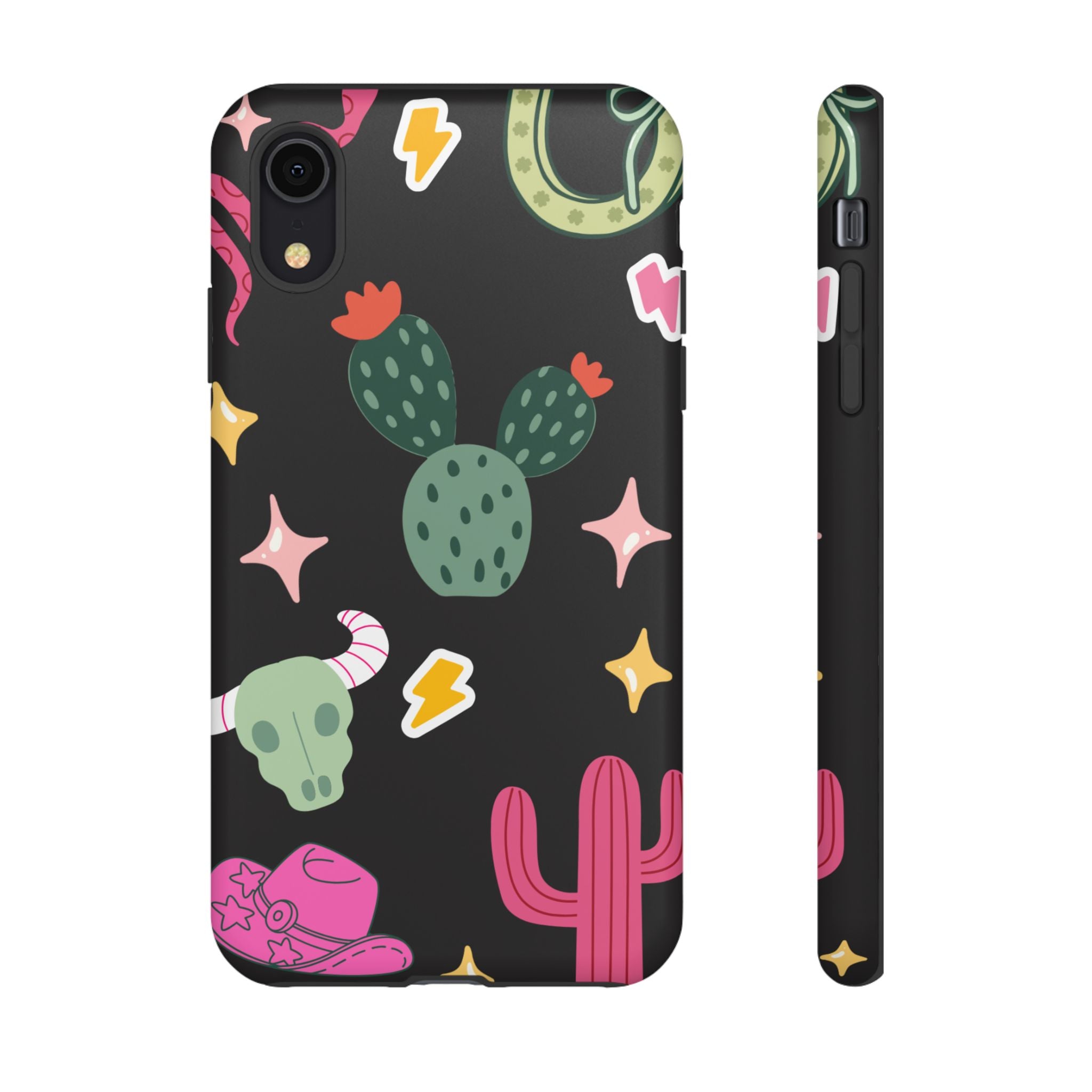 Southwest Desert Icons Tough Phone Case — Cactus, Cowboy & Skull Pattern