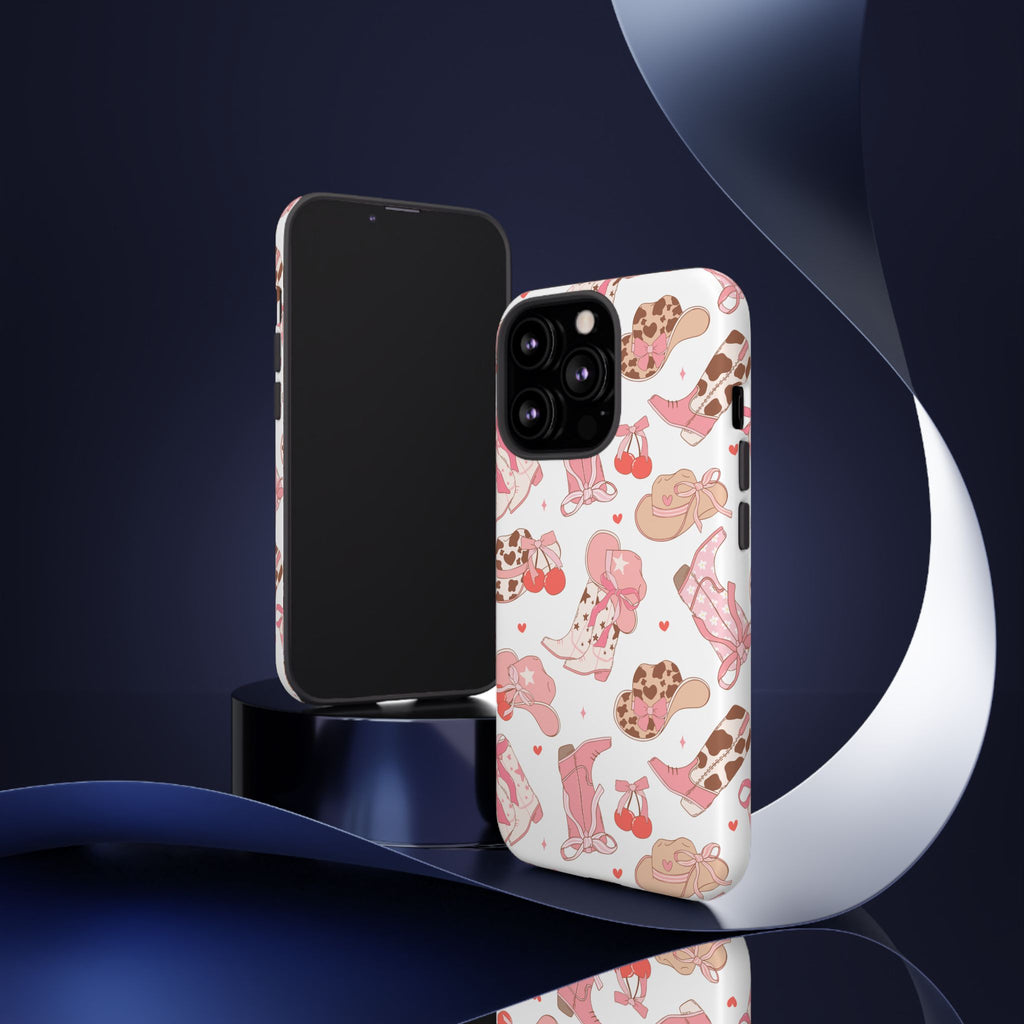Cowgirl Boots Pink Phone Case — Cute Western Pattern Tough Phone Case
