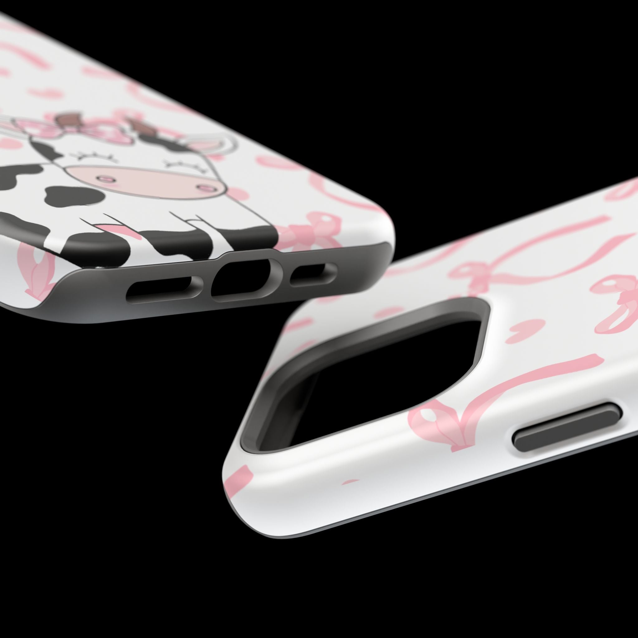 Cute Cow Phone Case — Pink Bows Magnetic Impact-Resistant Case