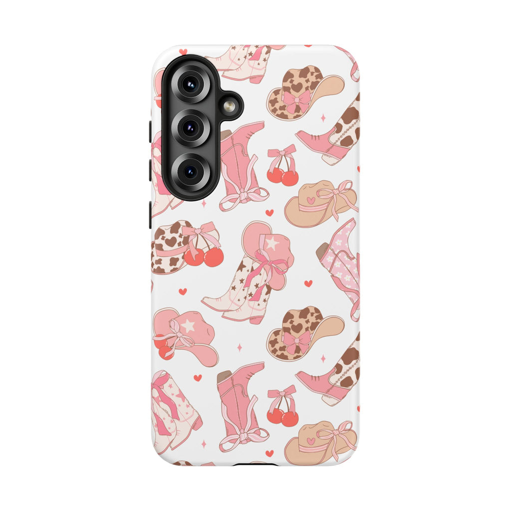 Cowgirl Boots Pink Phone Case — Cute Western Pattern Tough Phone Case