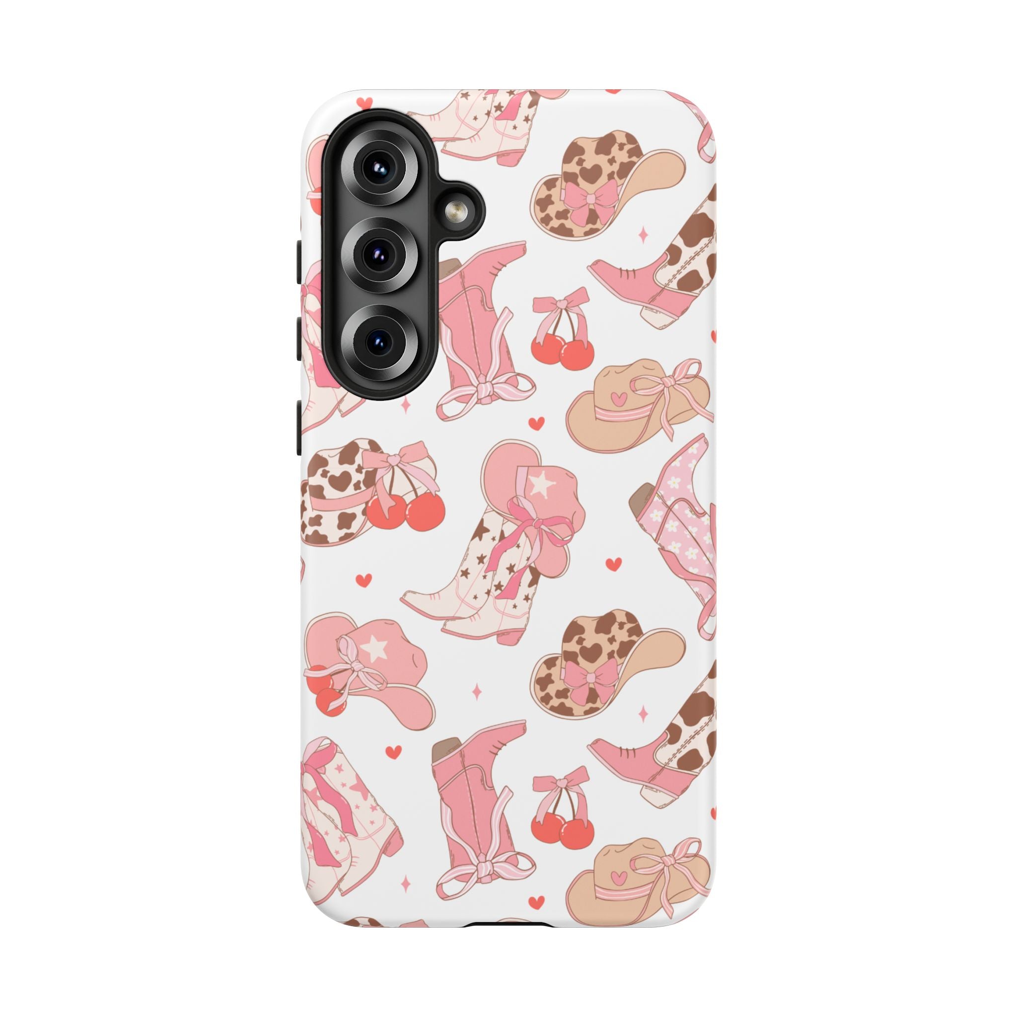 Cowgirl Boots Pink Phone Case — Cute Western Pattern Tough Phone Case