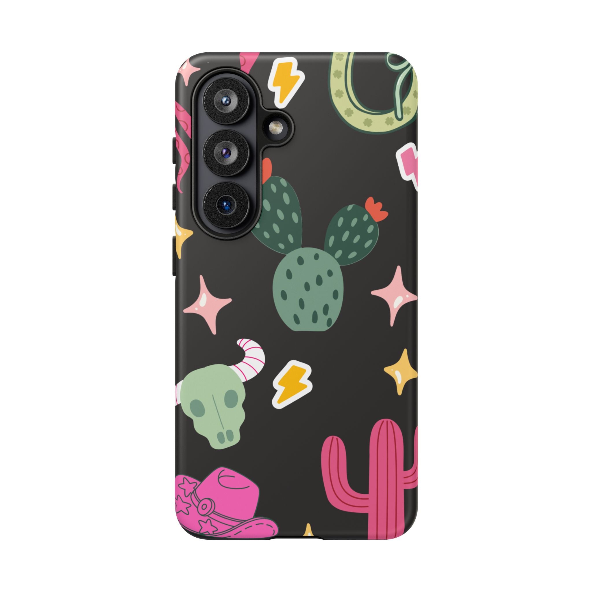 Southwest Desert Icons Tough Phone Case — Cactus, Cowboy & Skull Pattern
