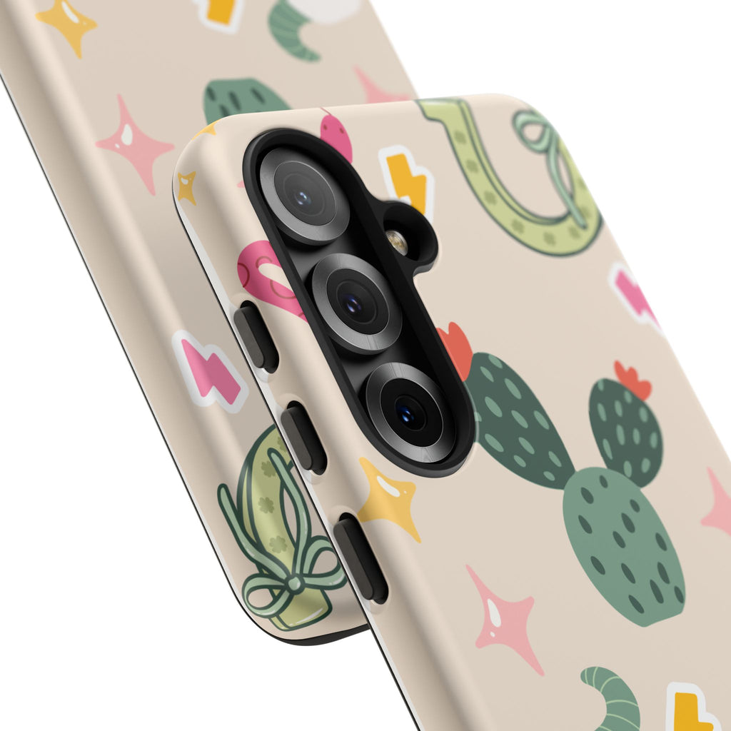 Cactus Cowgirl Phone Case — Cute Western Desert Pattern Tough Case