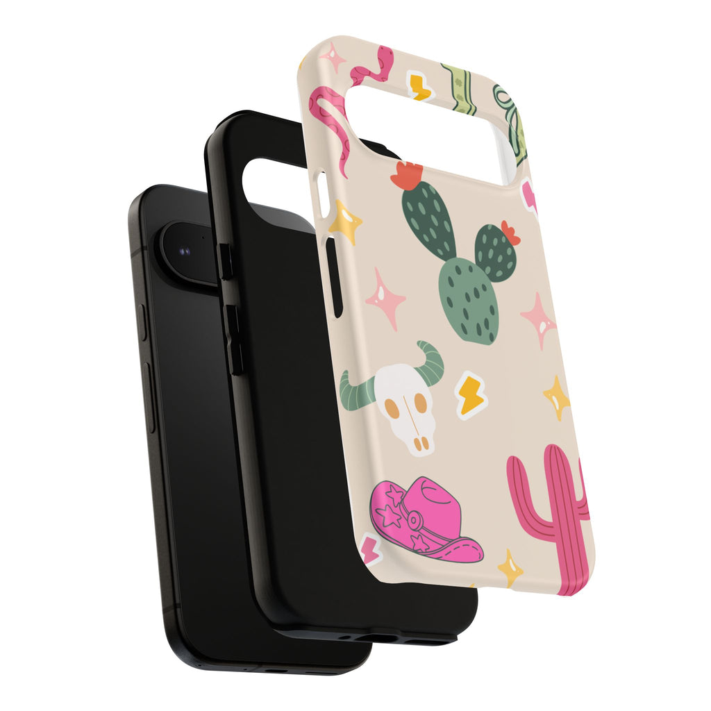 Cactus Cowgirl Phone Case — Cute Western Desert Pattern Tough Case