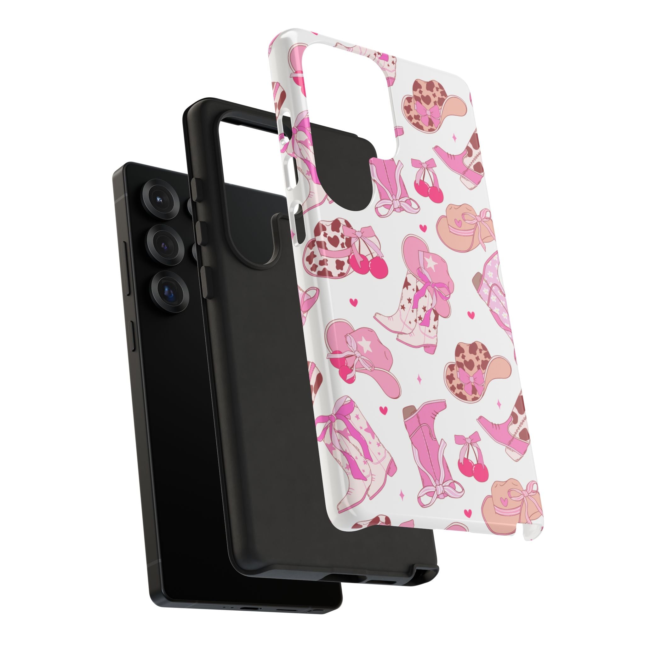 Pink Cowgirl Phone Case - Cute Western Boots & Hats Pattern Tough Case
