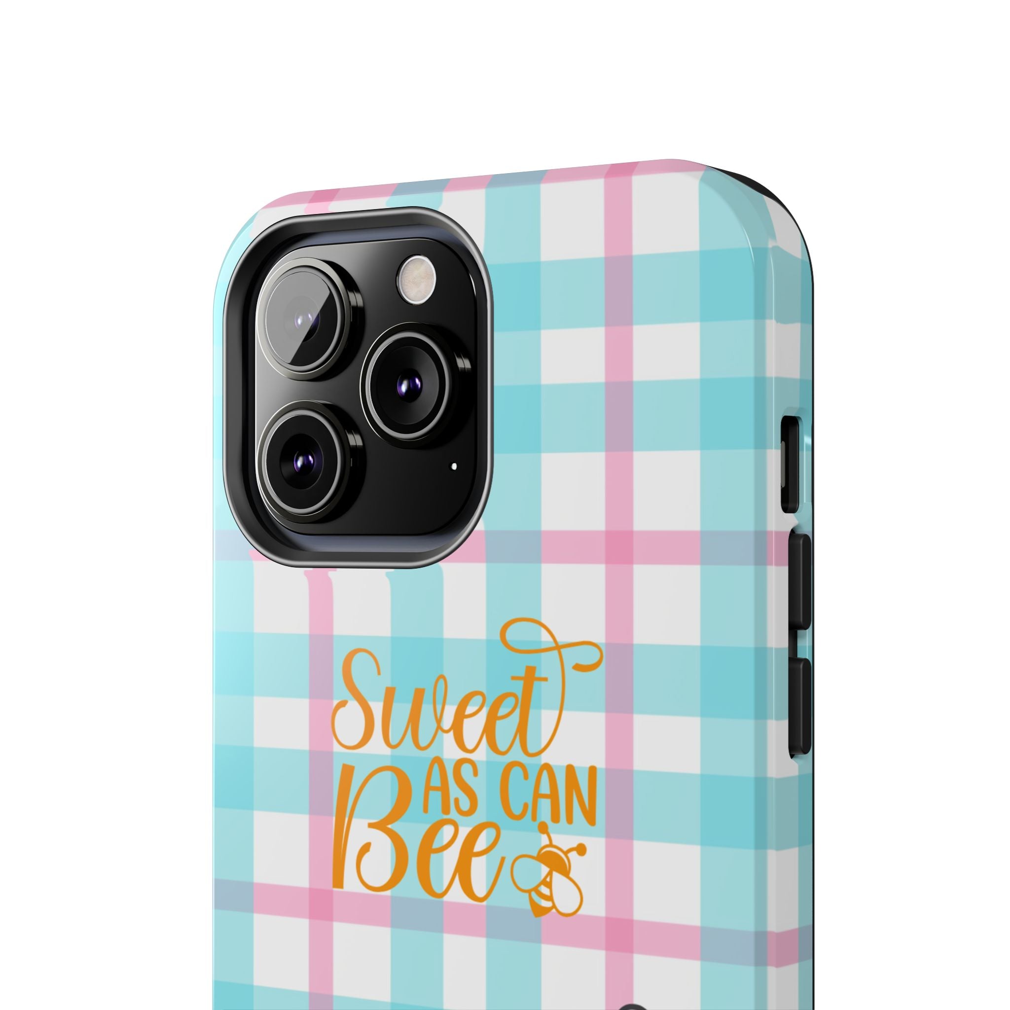 Sweet As Can Bee Tough Phone Case — Cute Bee & Daisy Plaid Protective Cover