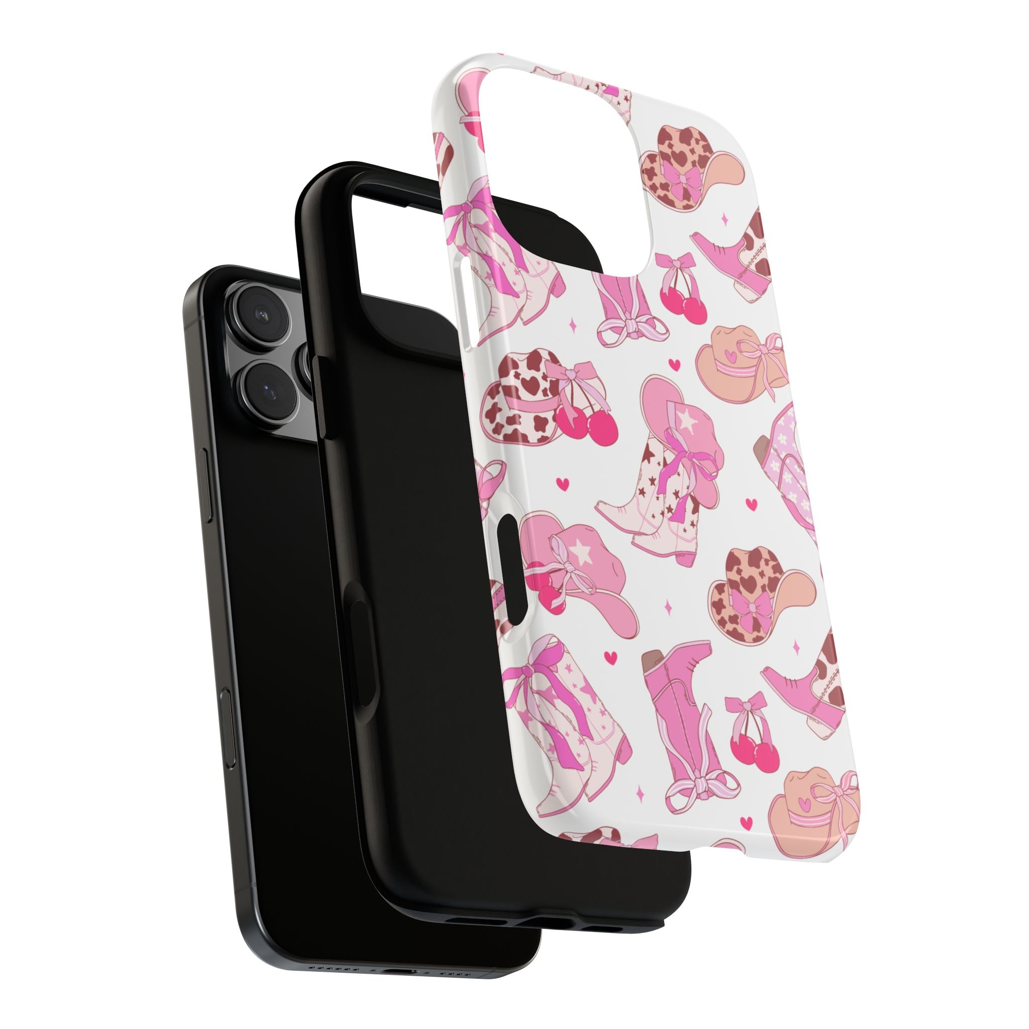 Pink Cowgirl Phone Case - Cute Western Boots & Hats Pattern Tough Case