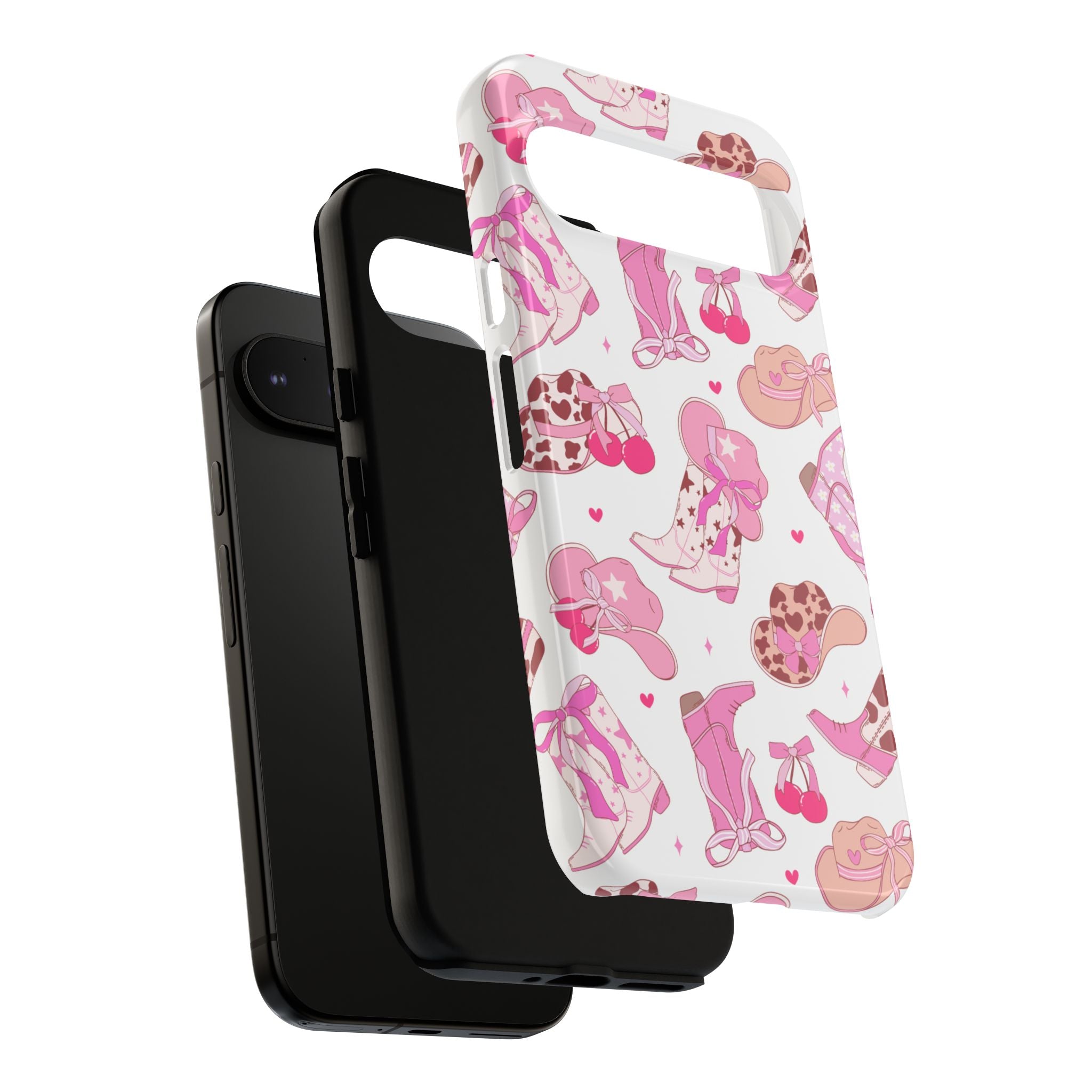 Pink Cowgirl Phone Case - Cute Western Boots & Hats Pattern Tough Case