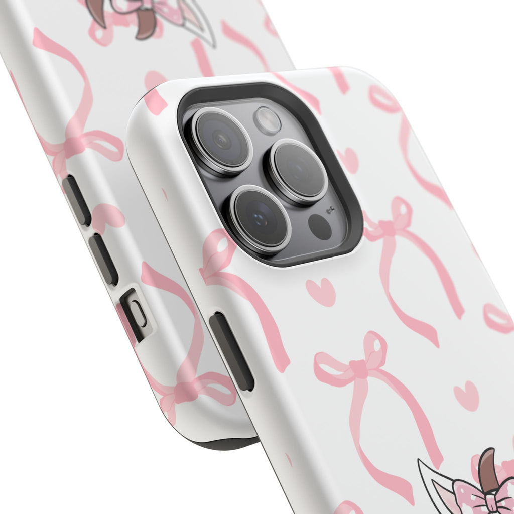 Cute Cow Phone Case — Pink Bows Magnetic Impact-Resistant Case