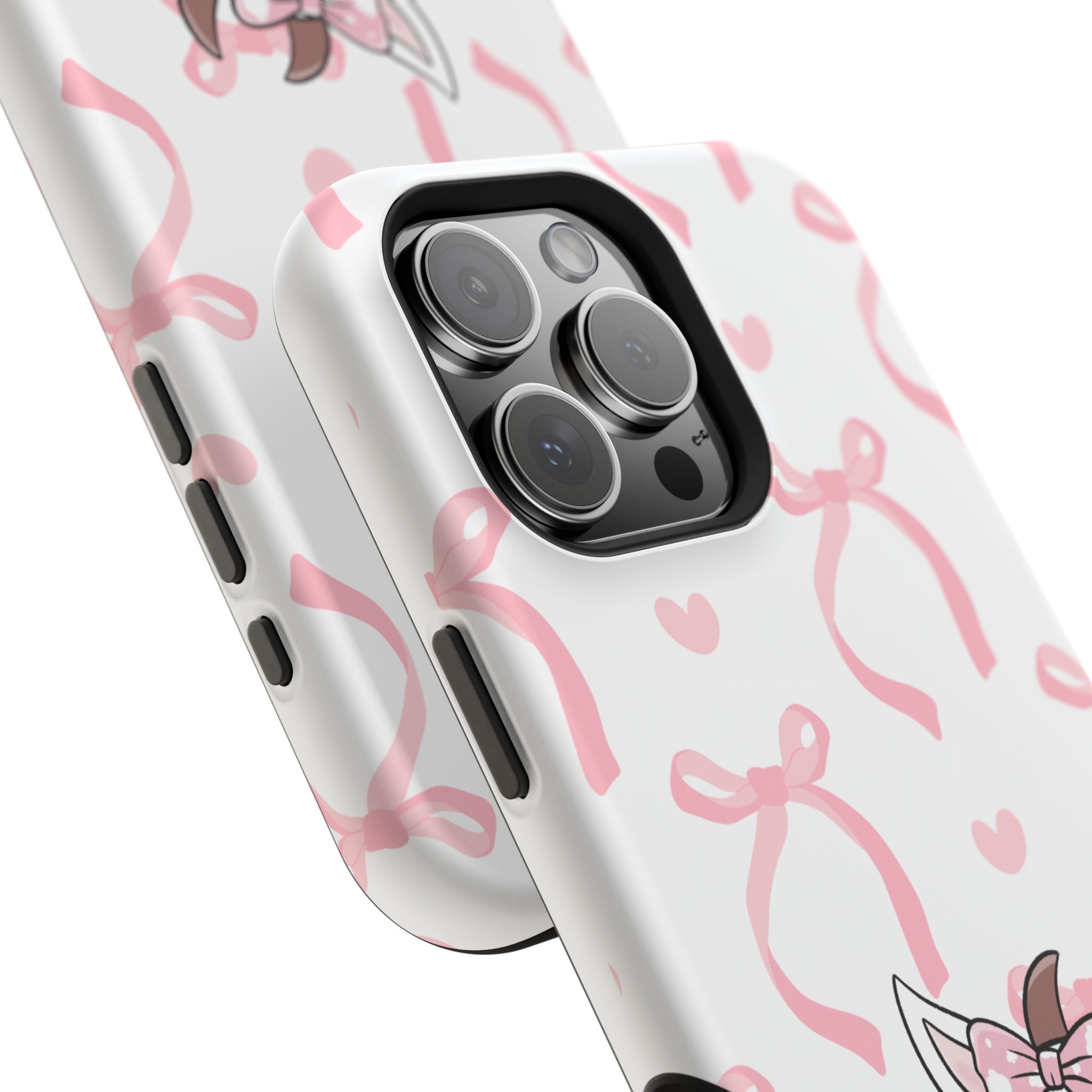 Cute Cow Phone Case — Pink Bows Magnetic Impact-Resistant Case