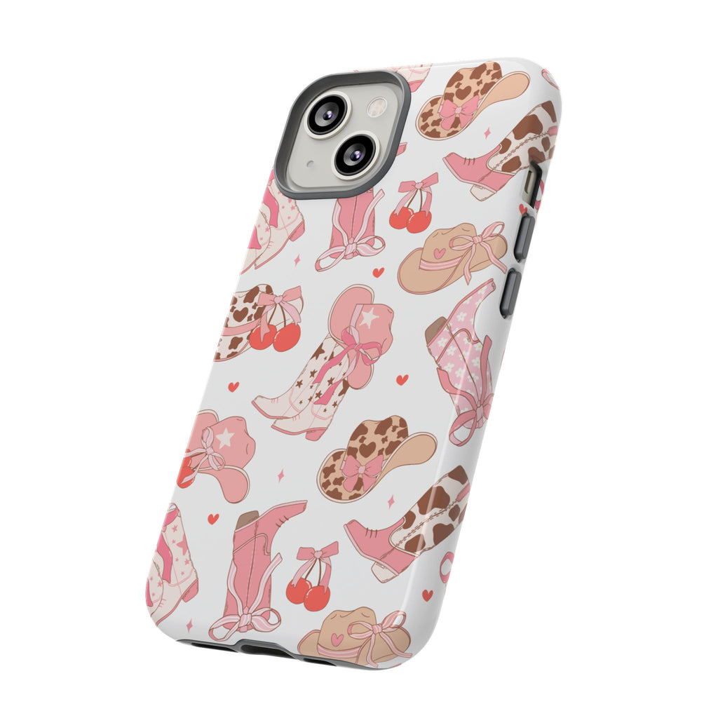 Cowgirl Boots Pink Phone Case — Cute Western Pattern Tough Phone Case