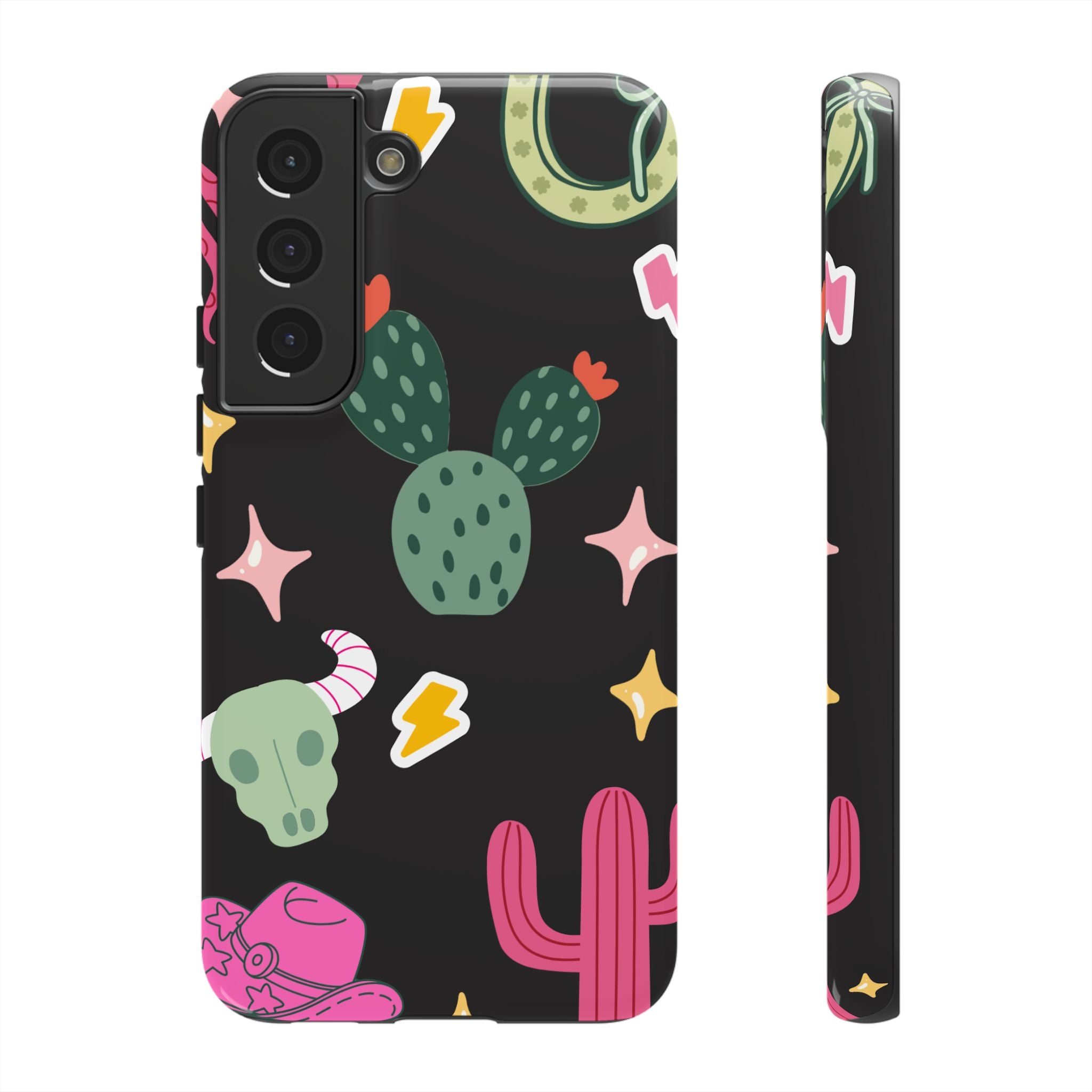 Southwest Desert Icons Tough Phone Case — Cactus, Cowboy & Skull Pattern