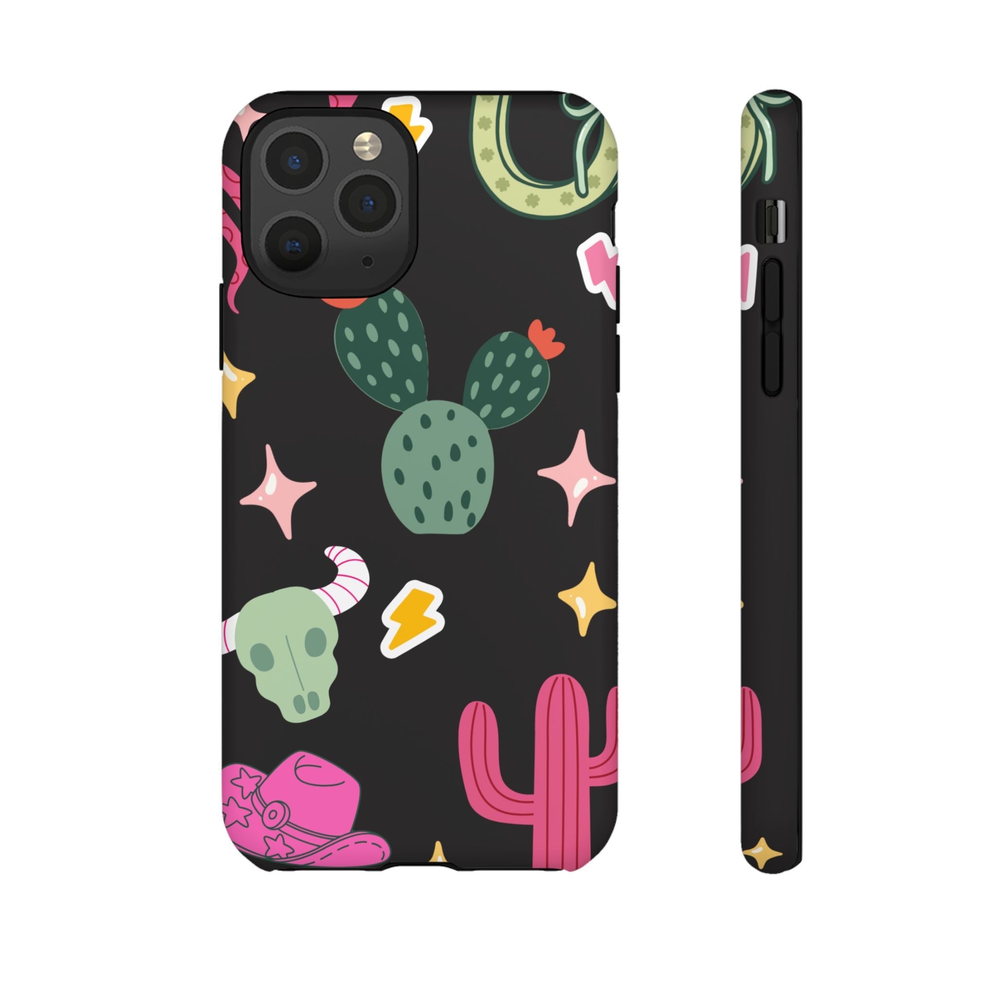 Southwest Desert Icons Tough Phone Case — Cactus, Cowboy & Skull Pattern