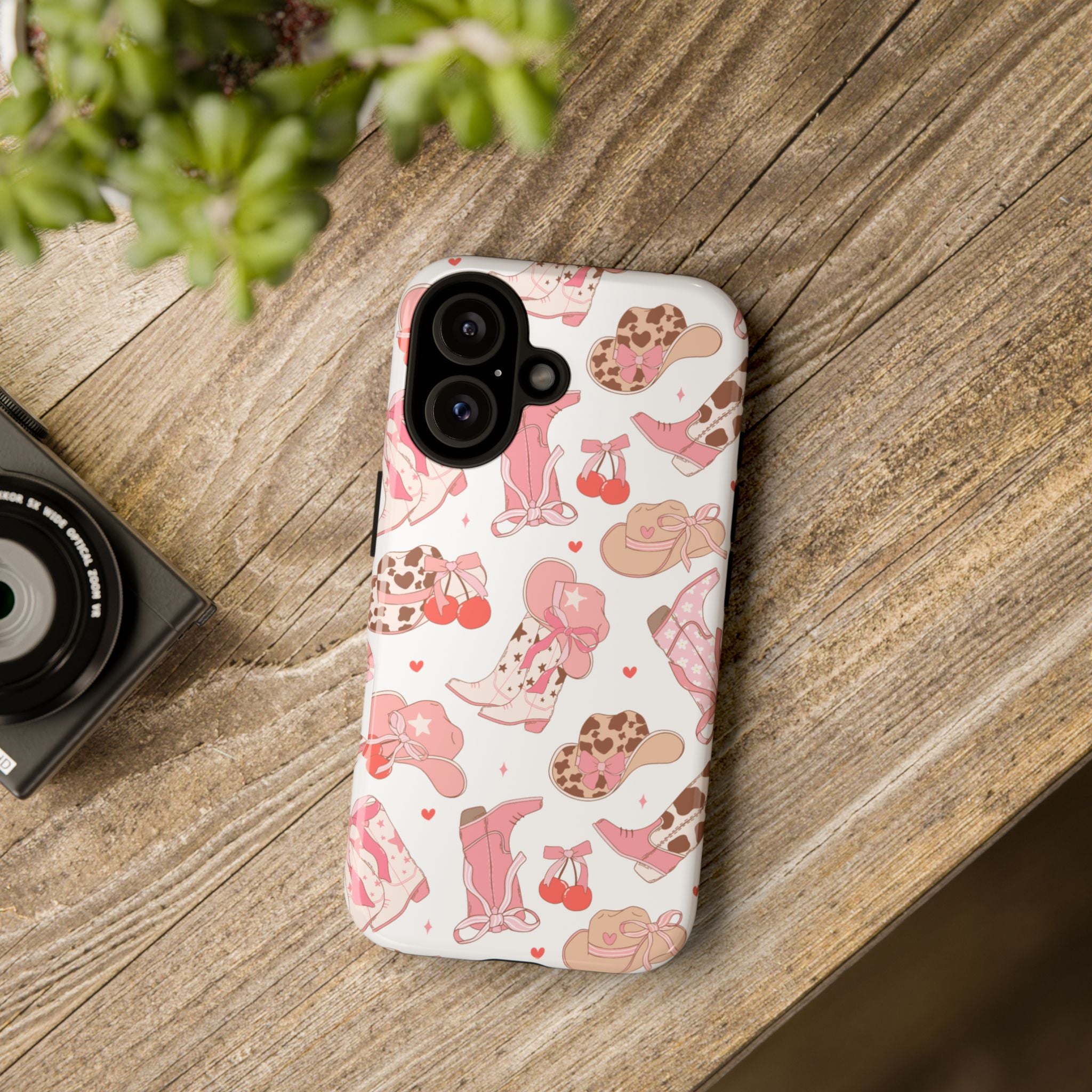 Cowgirl Boots Pink Phone Case — Cute Western Pattern Tough Phone Case