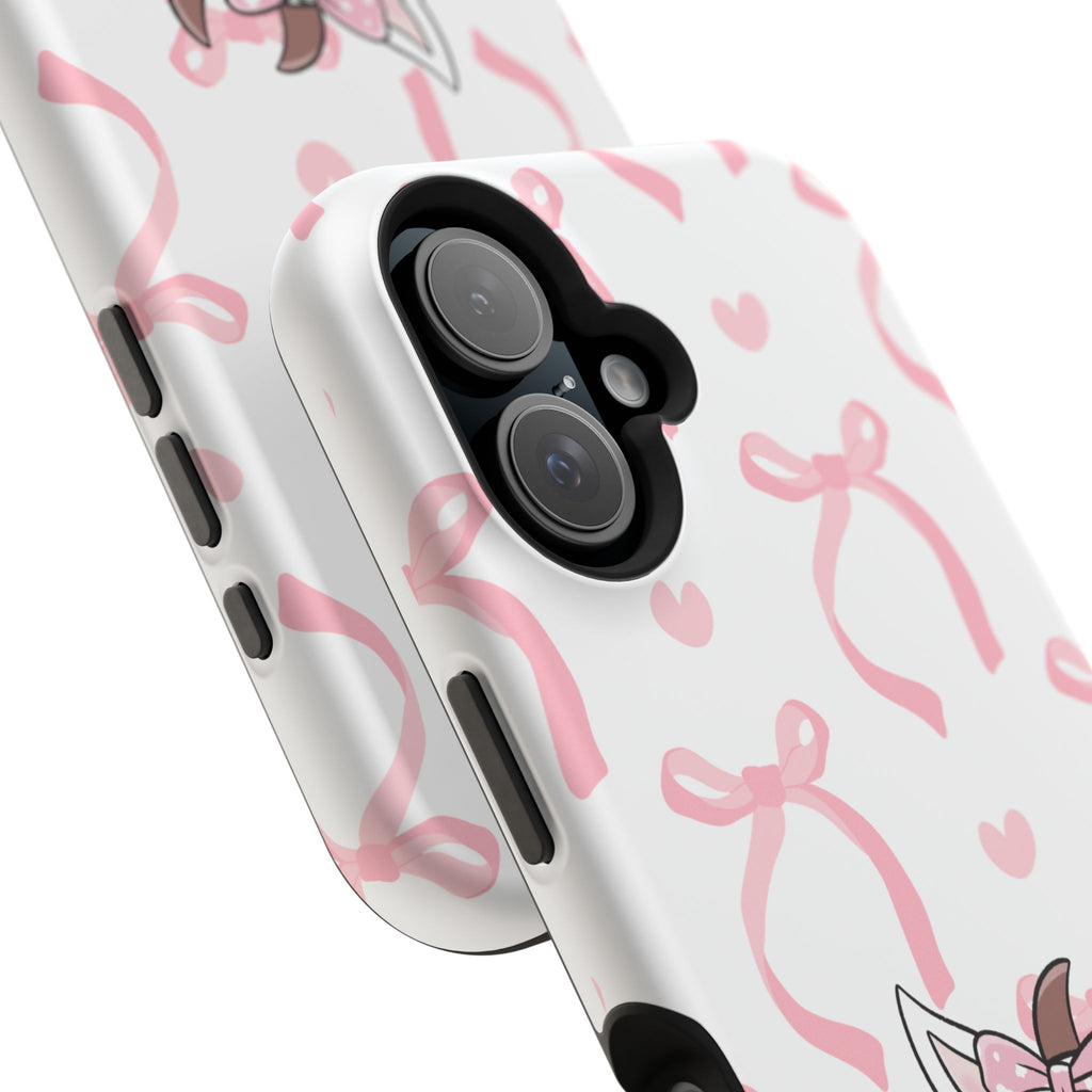 Cute Cow Phone Case — Pink Bows Magnetic Impact-Resistant Case