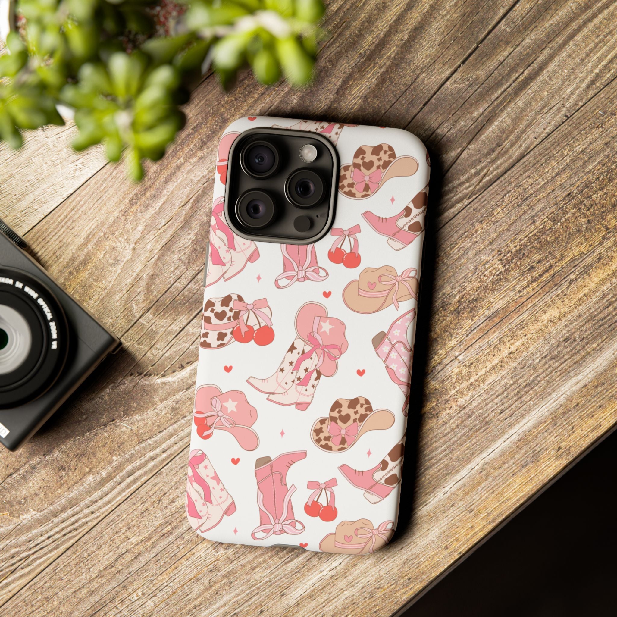 Cowgirl Boots Pink Phone Case — Cute Western Pattern Tough Phone Case