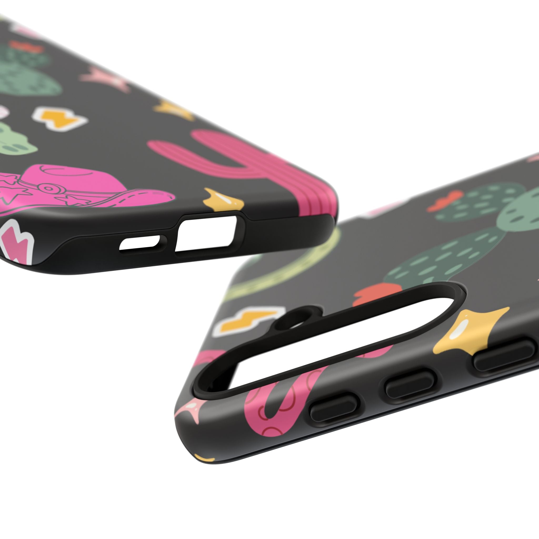 Southwest Desert Icons Tough Phone Case — Cactus, Cowboy & Skull Pattern