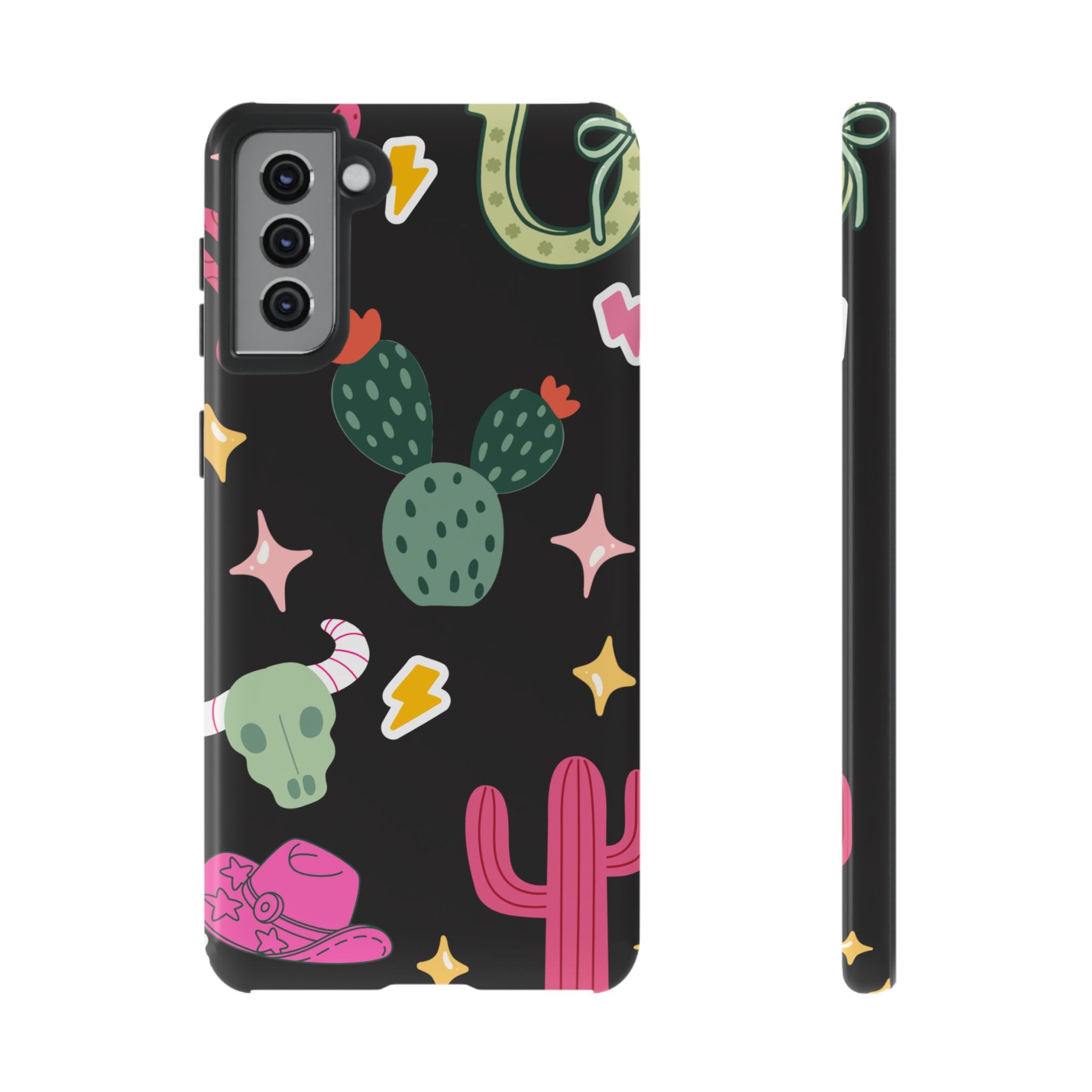 Southwest Desert Icons Tough Phone Case — Cactus, Cowboy & Skull Pattern