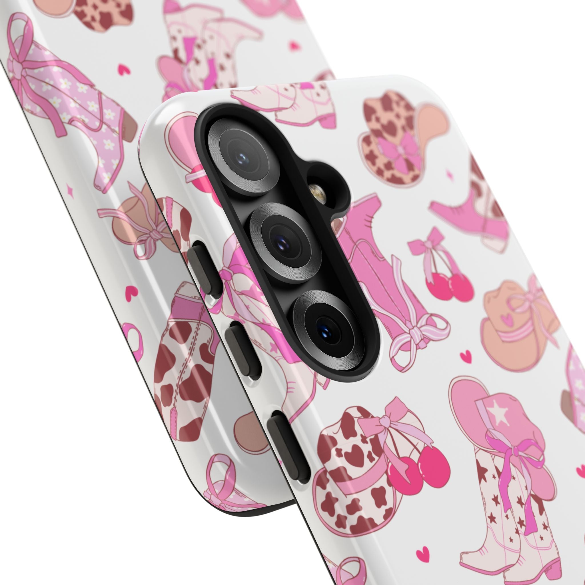 Pink Cowgirl Phone Case - Cute Western Boots & Hats Pattern Tough Case