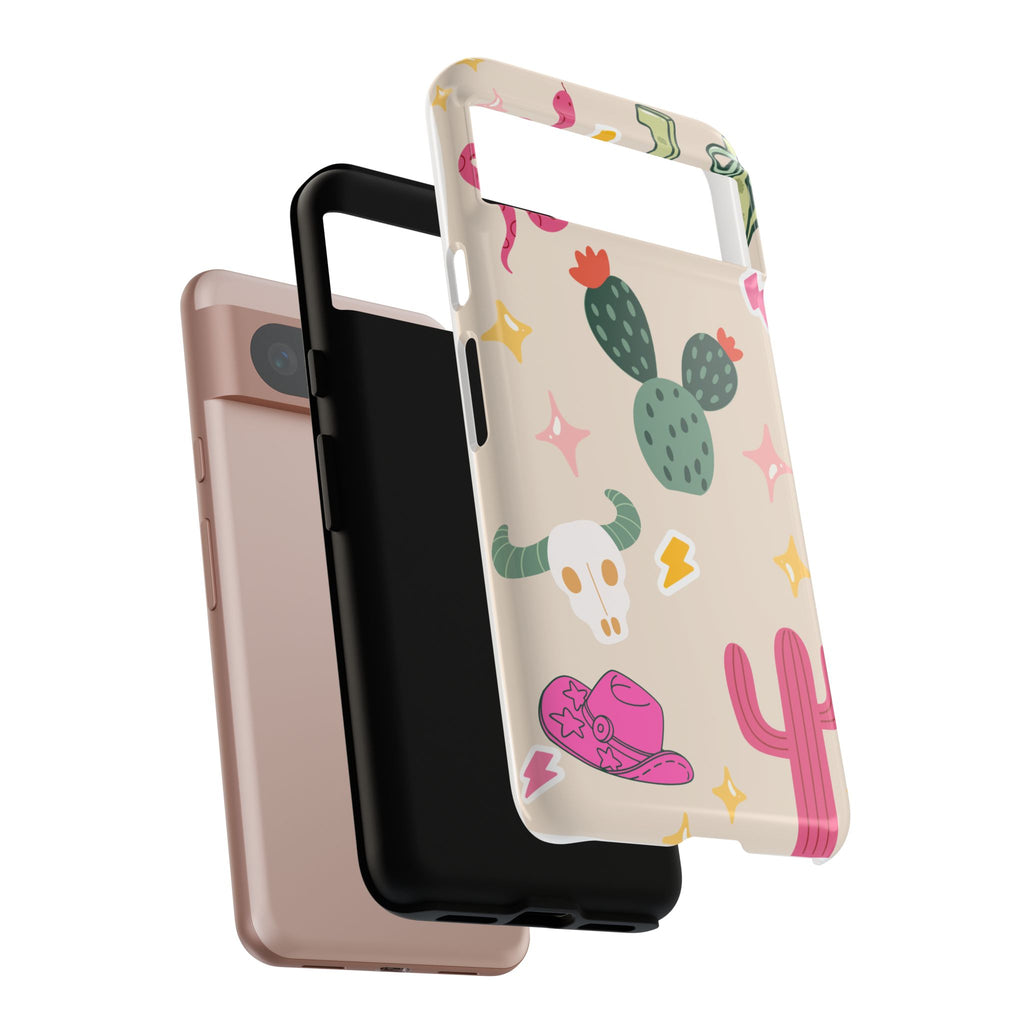 Cactus Cowgirl Phone Case — Cute Western Desert Pattern Tough Case
