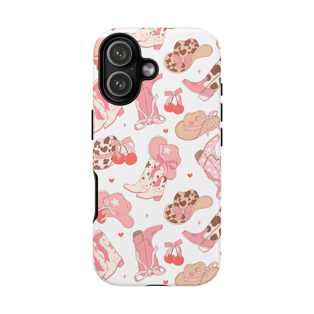 Cowgirl Boots Pink Phone Case — Cute Western Pattern Tough Phone Case