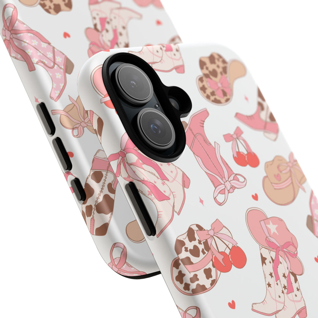 Cowgirl Boots Pink Phone Case — Cute Western Pattern Tough Phone Case