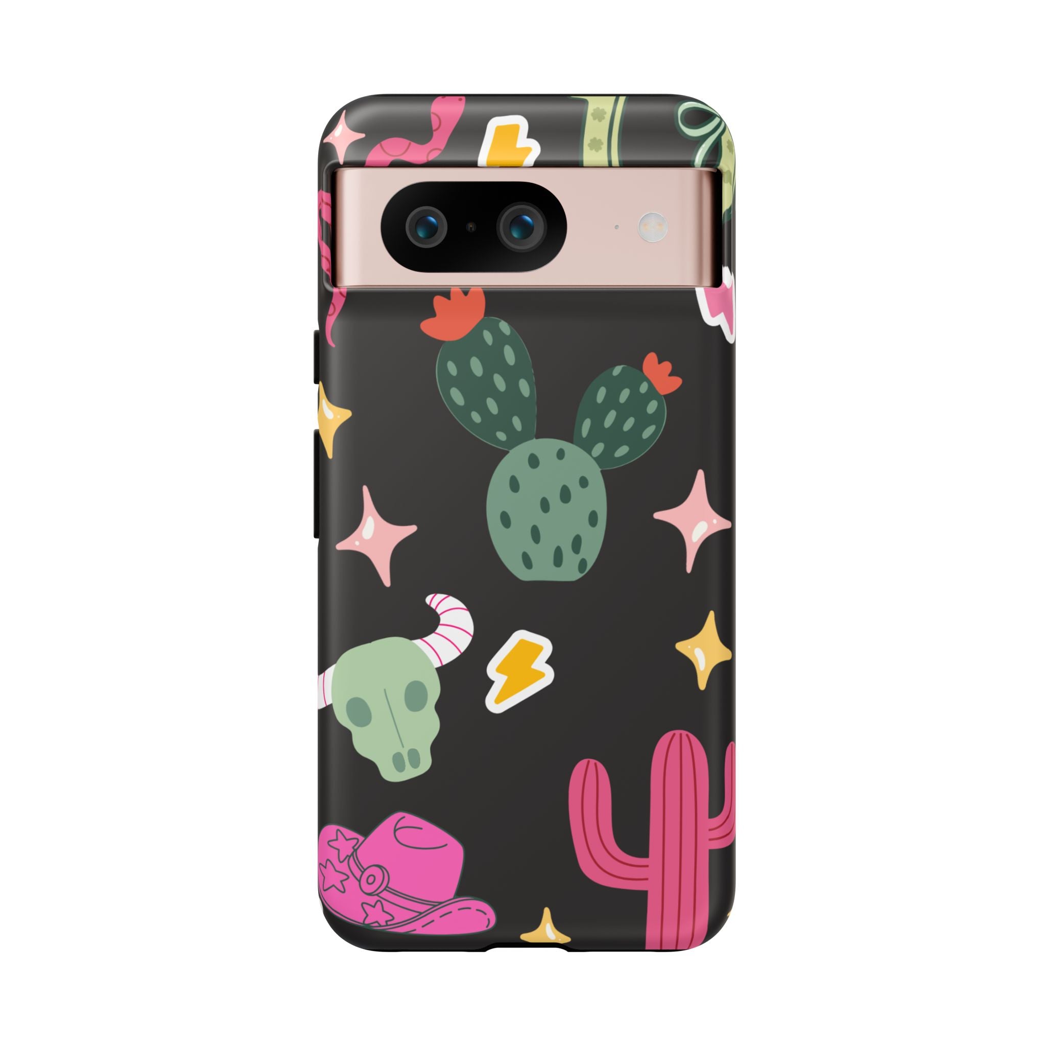 Southwest Desert Icons Tough Phone Case — Cactus, Cowboy & Skull Pattern