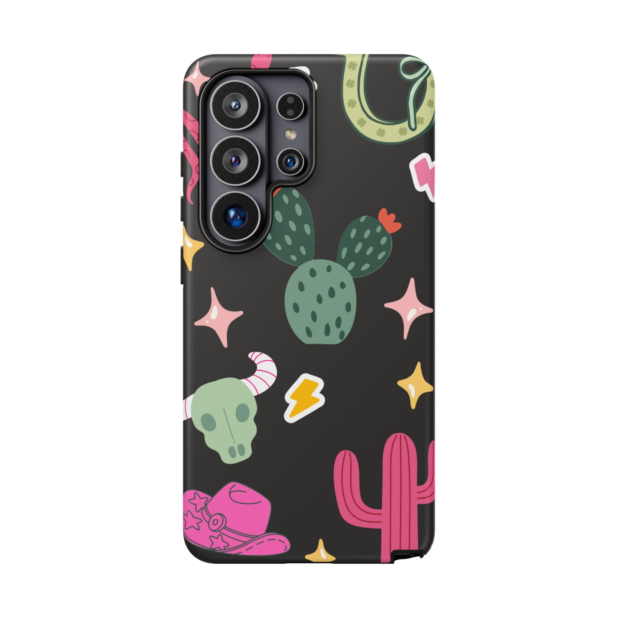 Southwest Desert Icons Tough Phone Case — Cactus, Cowboy & Skull Pattern