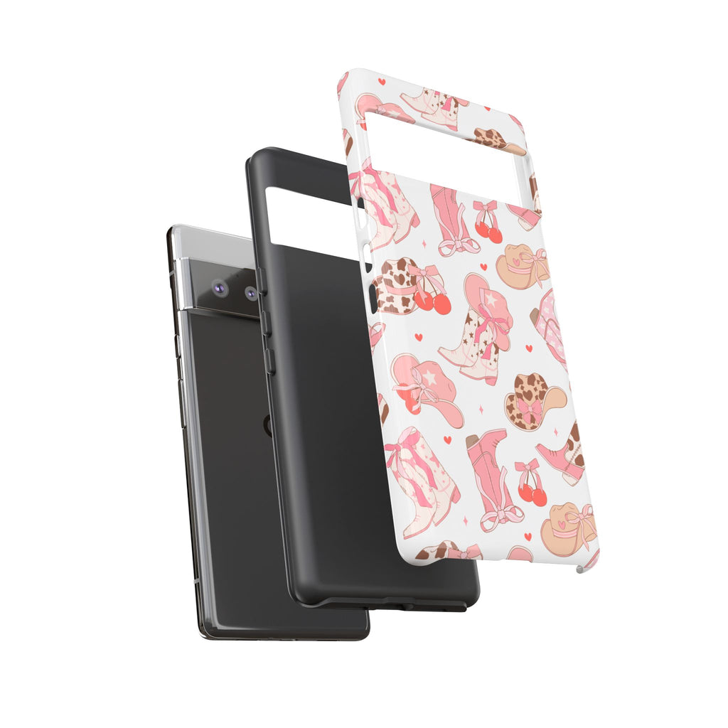 Cowgirl Boots Pink Phone Case — Cute Western Pattern Tough Phone Case