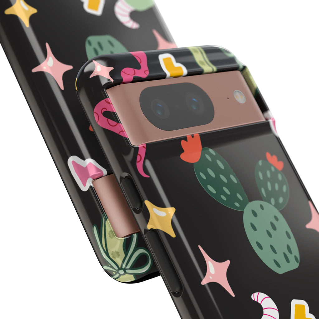 Southwest Desert Icons Tough Phone Case — Cactus, Cowboy & Skull Pattern