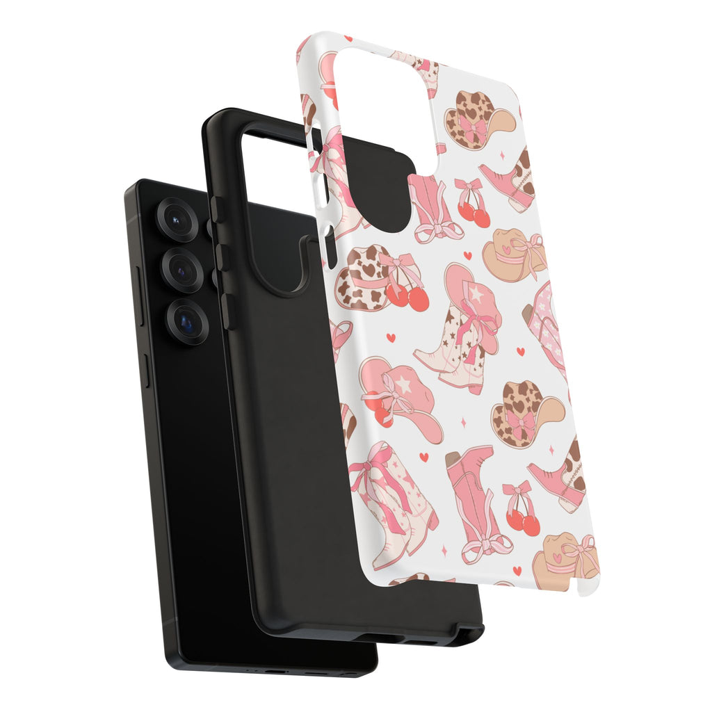 Cowgirl Boots Pink Phone Case — Cute Western Pattern Tough Phone Case