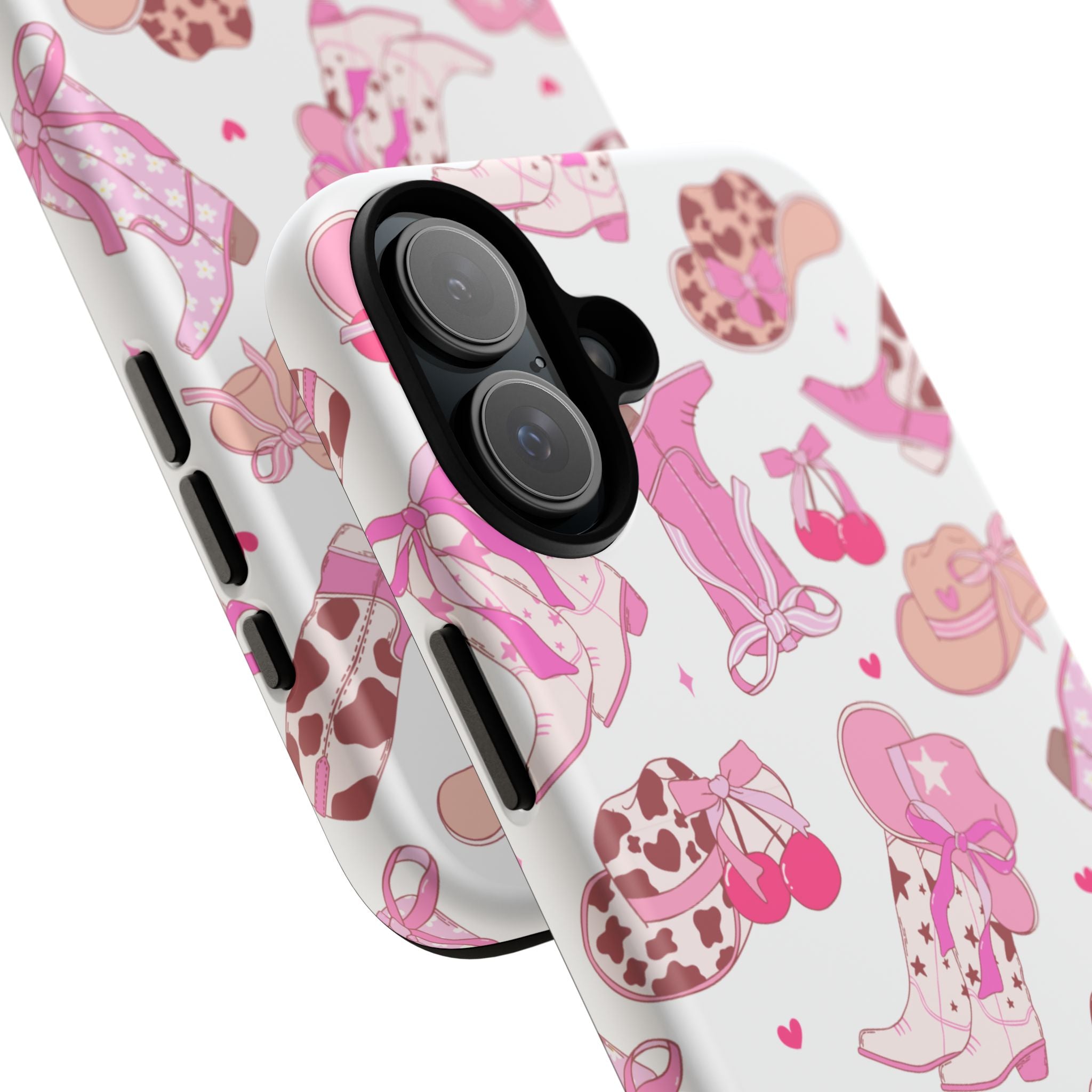 Pink Cowgirl Phone Case - Cute Western Boots & Hats Pattern Tough Case