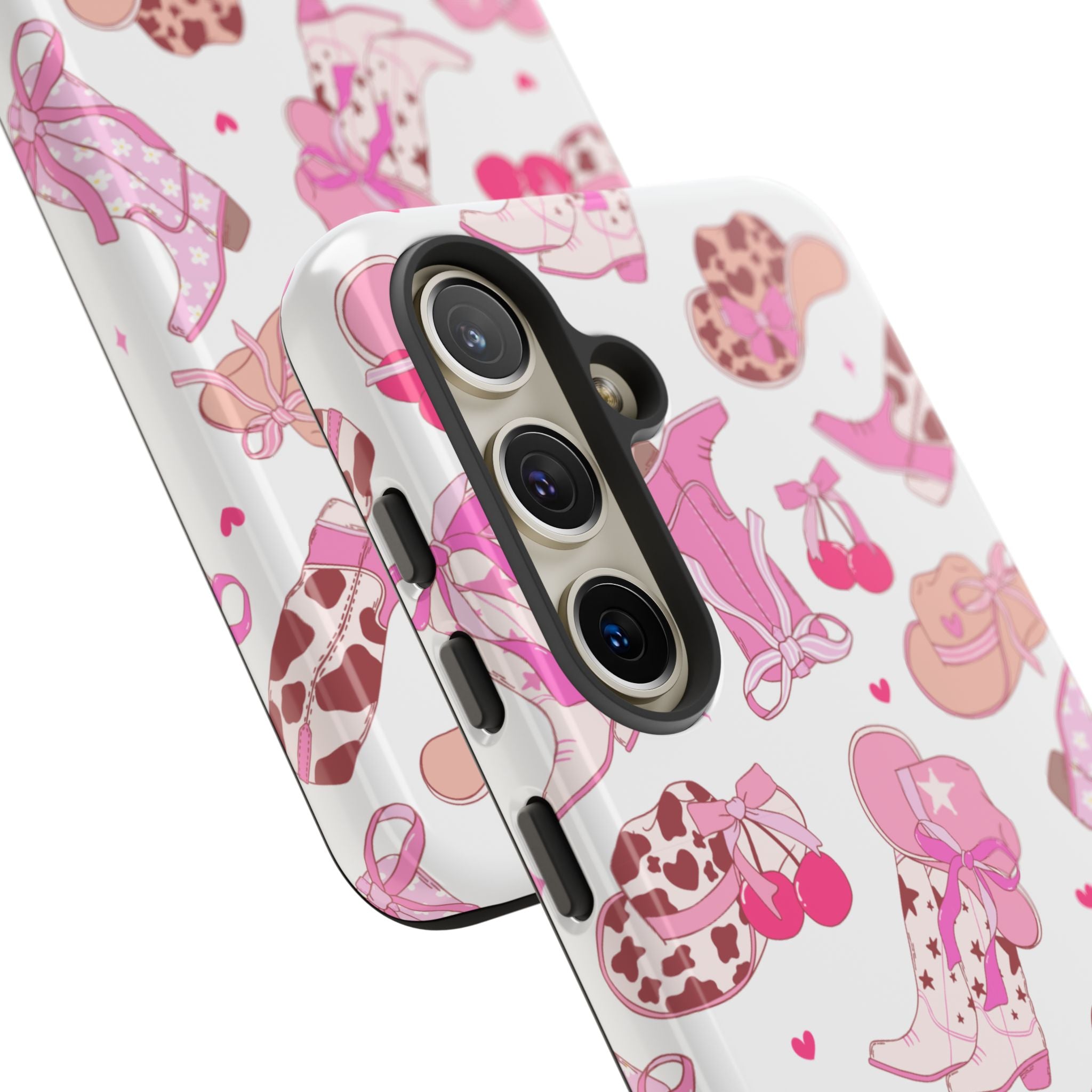 Pink Cowgirl Phone Case - Cute Western Boots & Hats Pattern Tough Case
