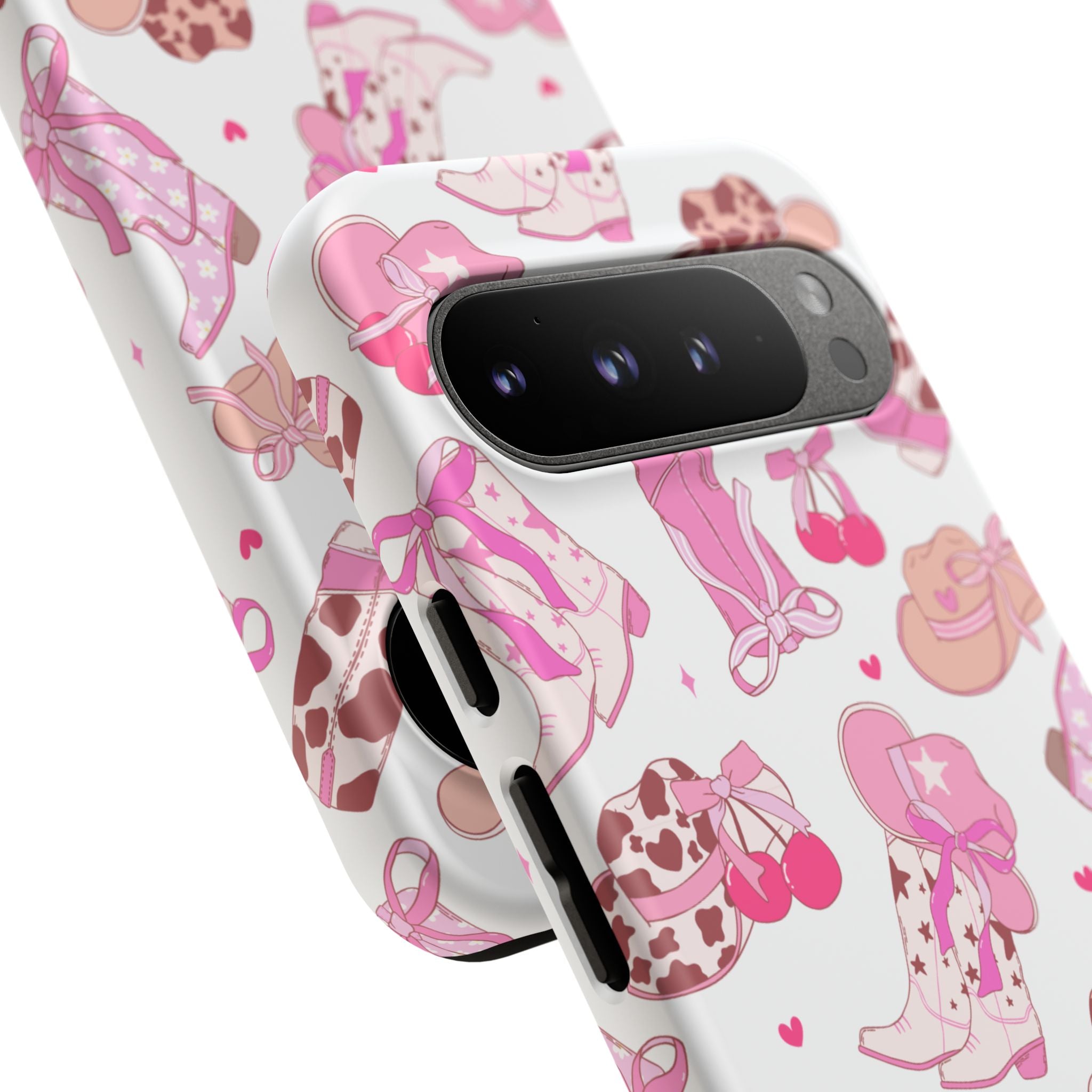 Pink Cowgirl Phone Case - Cute Western Boots & Hats Pattern Tough Case