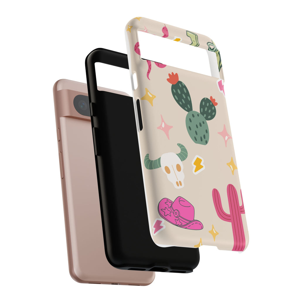 Cactus Cowgirl Phone Case — Cute Western Desert Pattern Tough Case