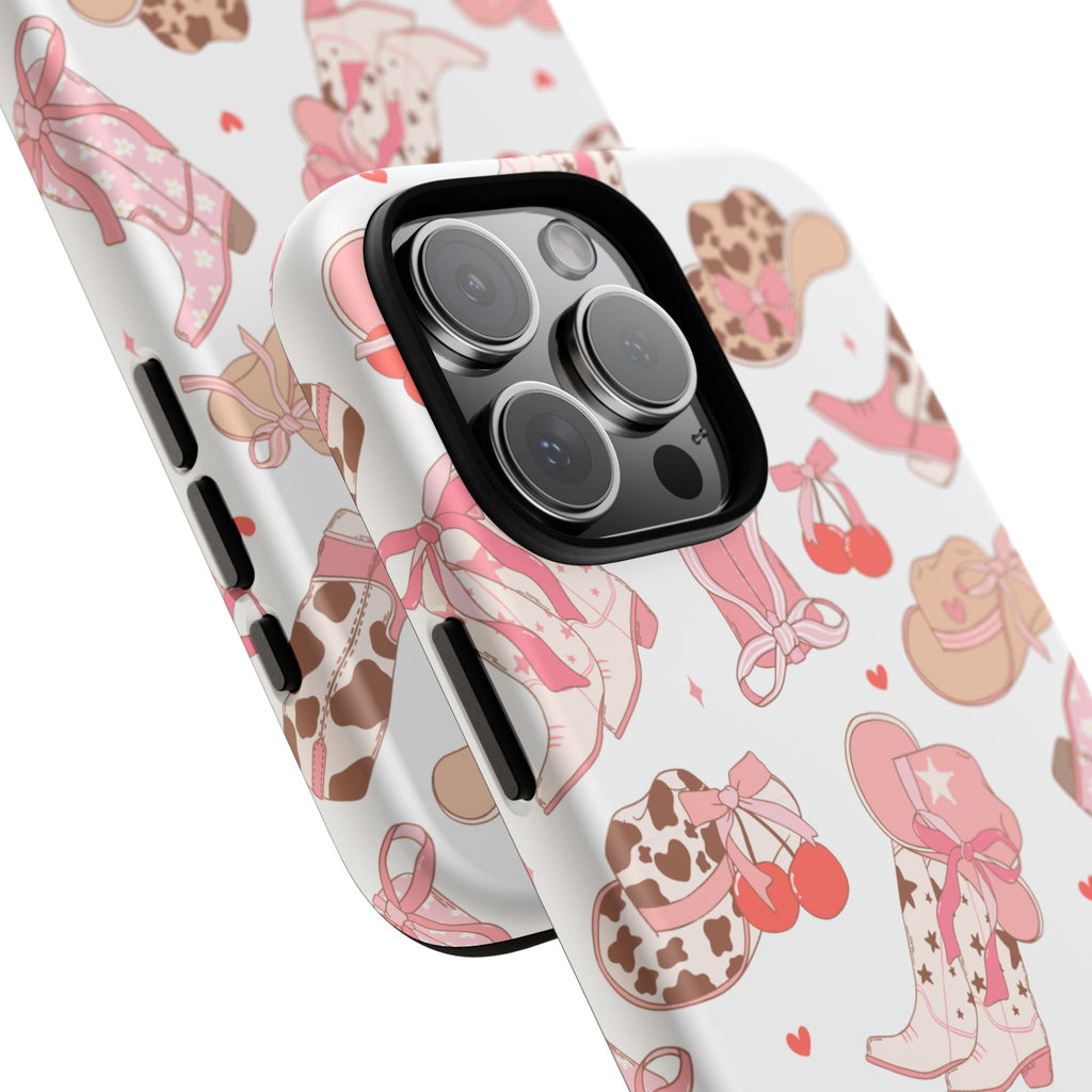 Cowgirl Boots Pink Phone Case — Cute Western Pattern Tough Phone Case