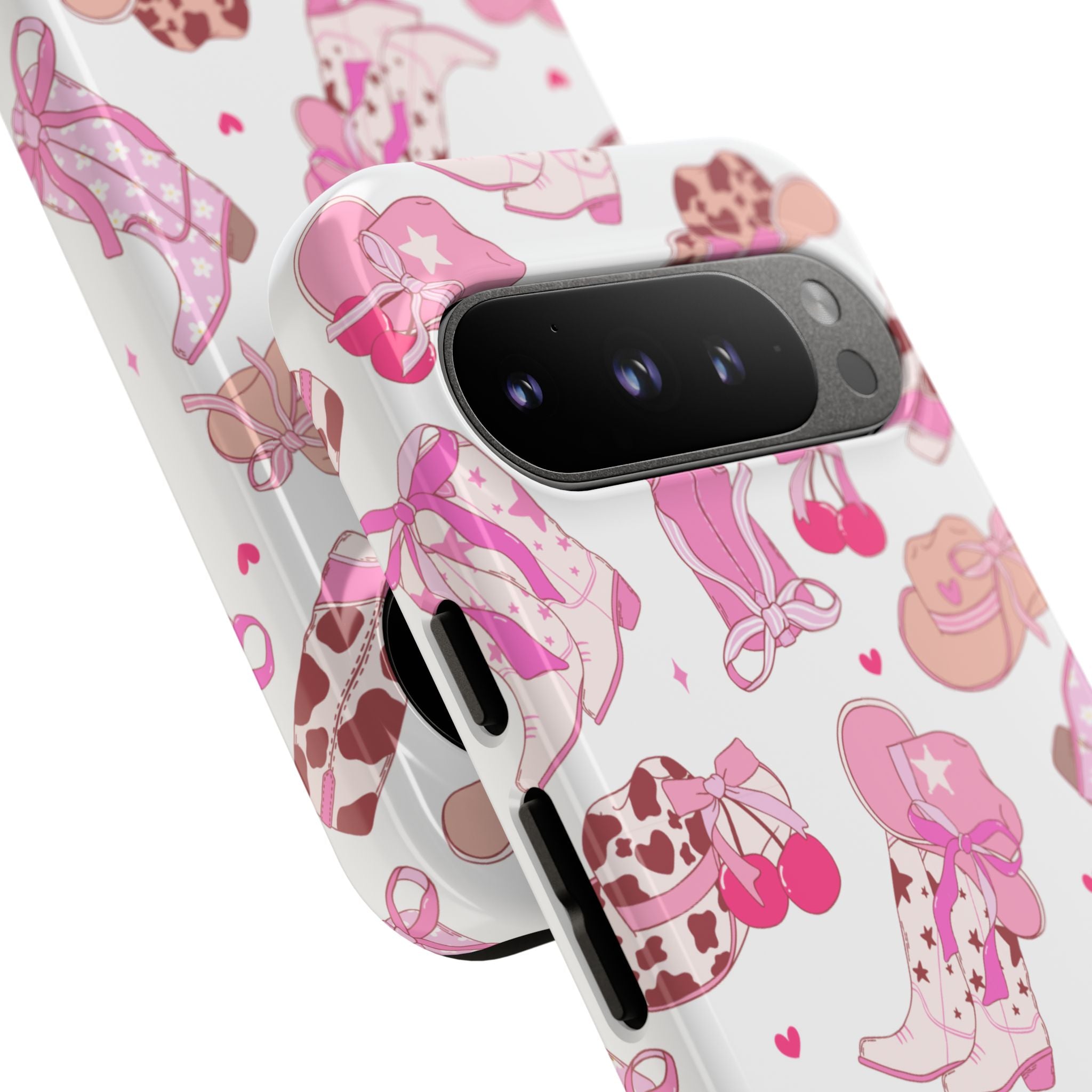 Pink Cowgirl Phone Case - Cute Western Boots & Hats Pattern Tough Case