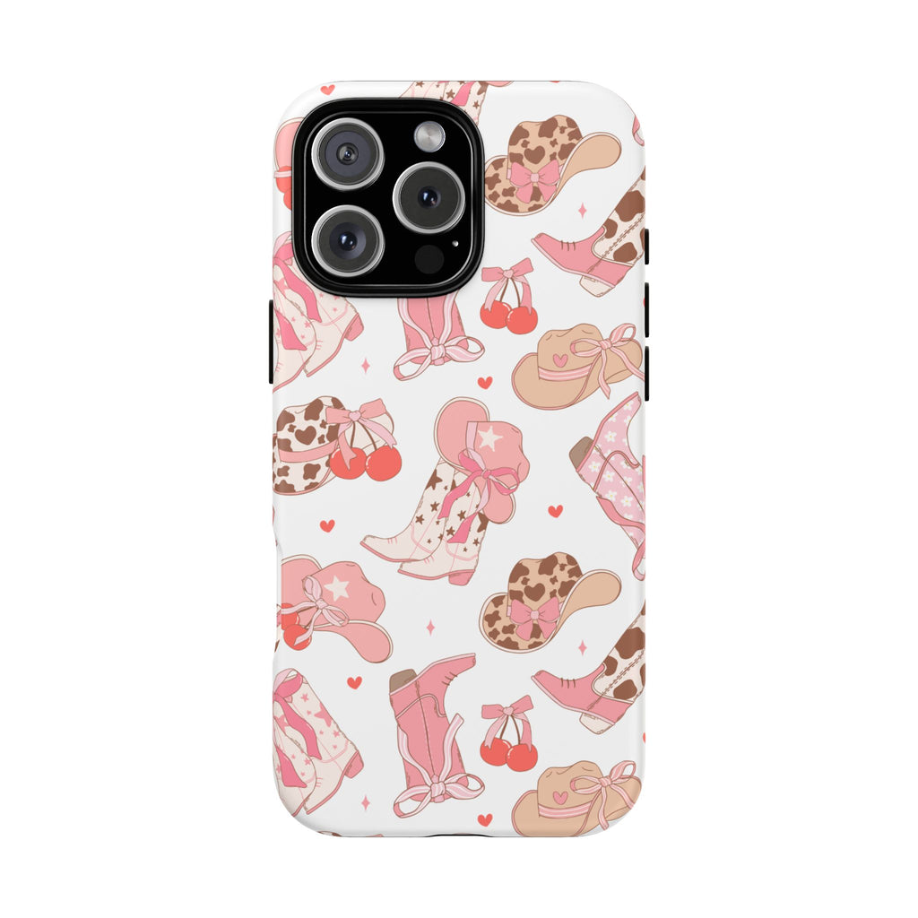 Cowgirl Boots Pink Phone Case — Cute Western Pattern Tough Phone Case