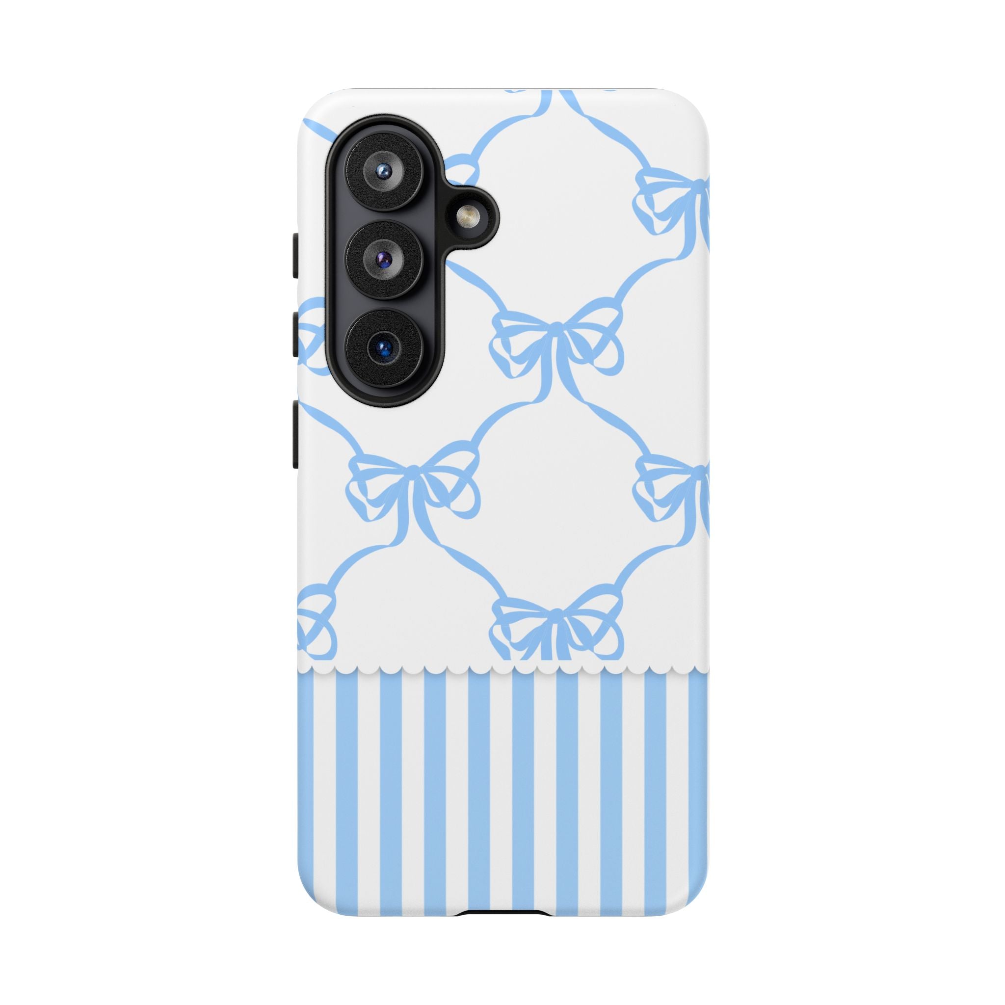 Blue Bow Stripes Phone Case — Cute Pastel Protective Tough Case
