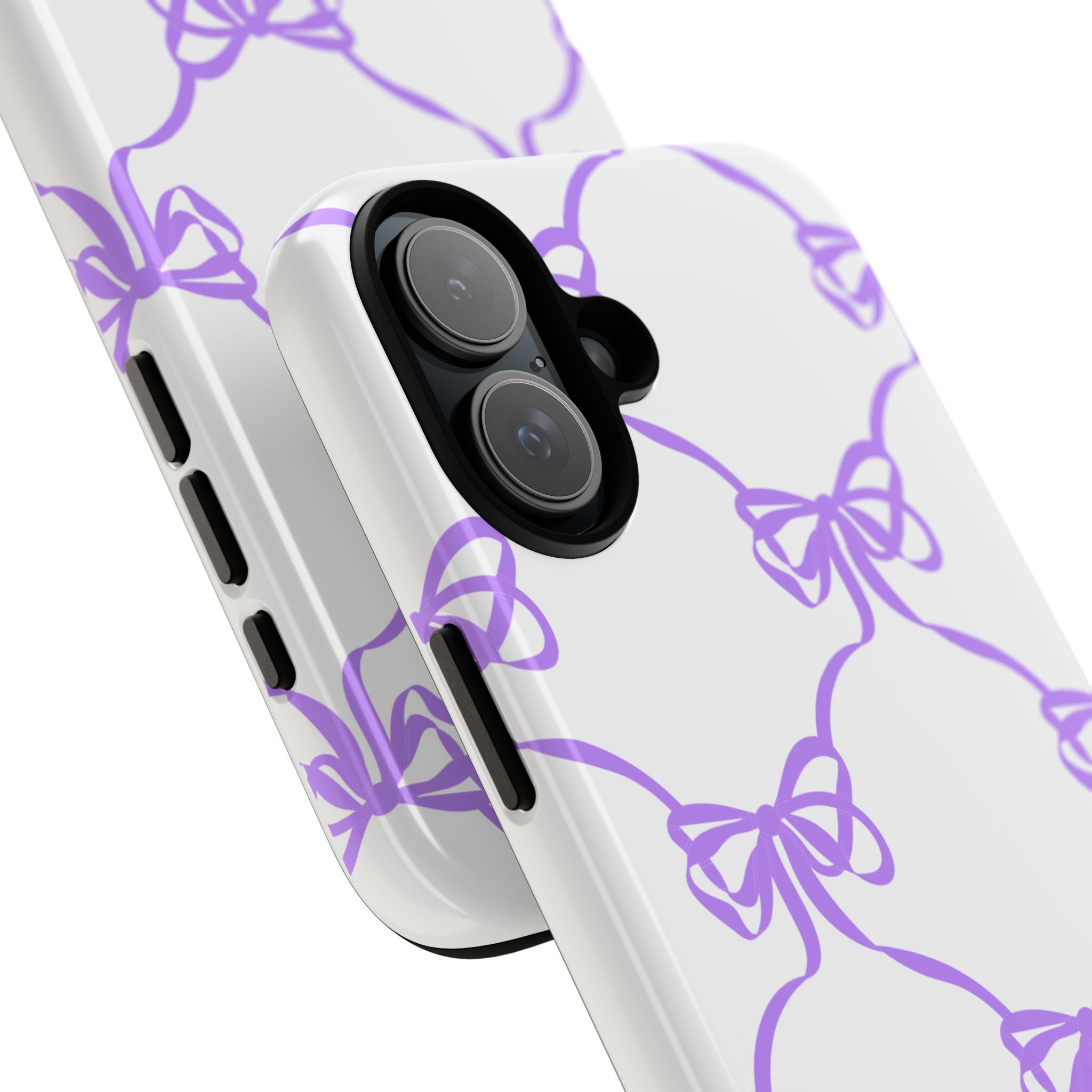 Lavender Bow Pattern Tough Phone Case - Striped Cute iPhone Cover