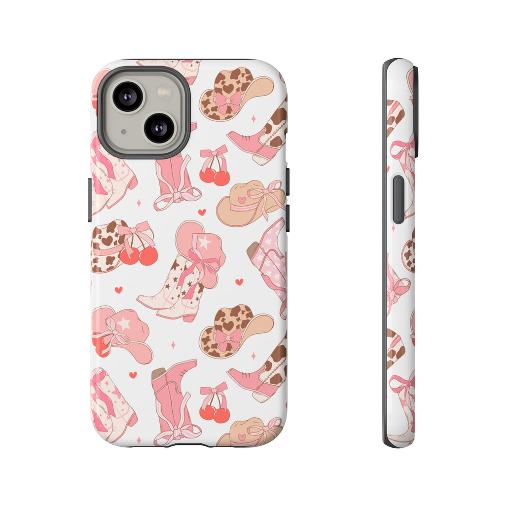 Cowgirl Boots Pink Phone Case — Cute Western Pattern Tough Phone Case